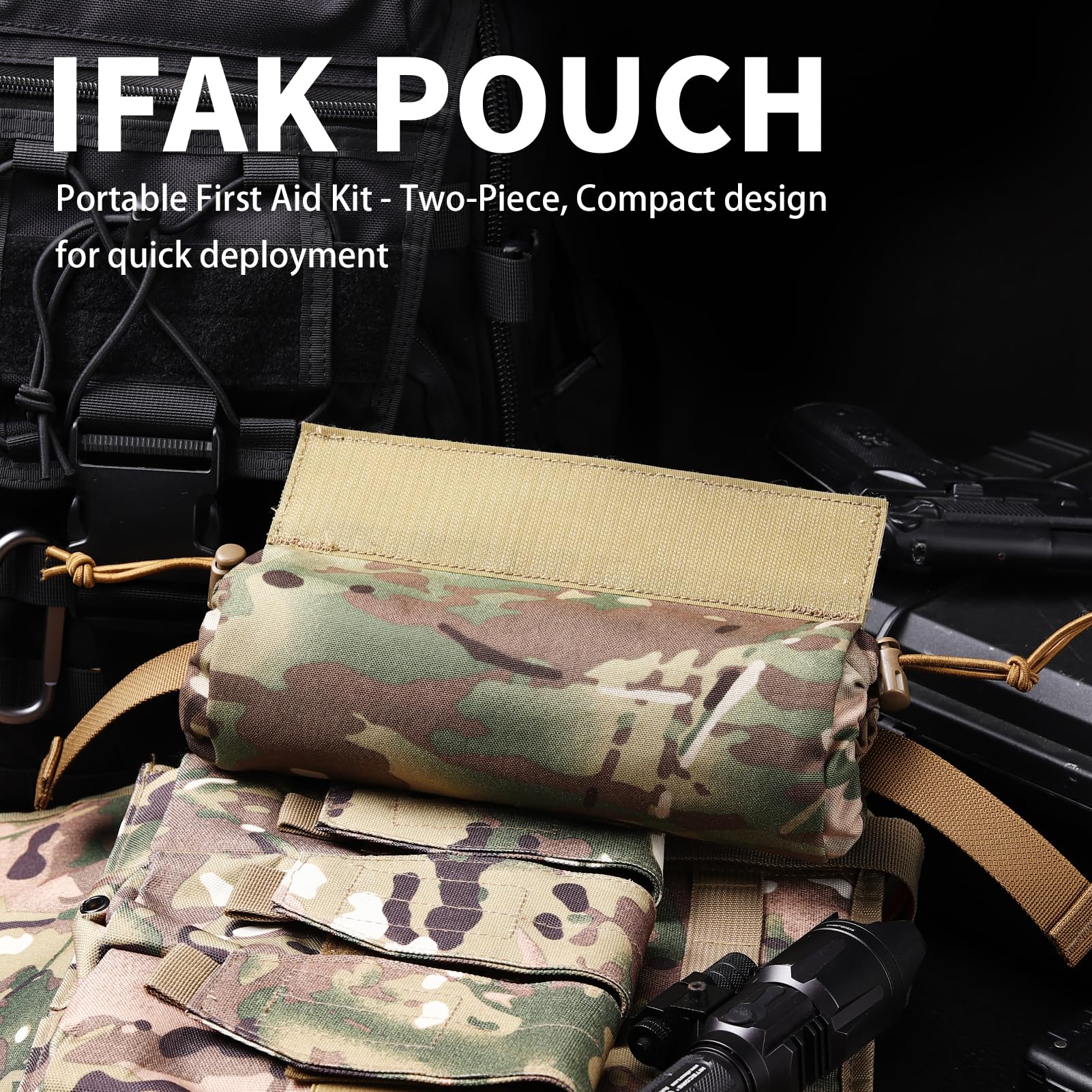 Ifak Pouch - Bolsa de primeros auxilios para traumatismos médicos, bolsa de primeros auxilios EMT, bolsa de transporte abdominal con gancho y bucle, bolsa táctica de primeros auxilios para soporte de