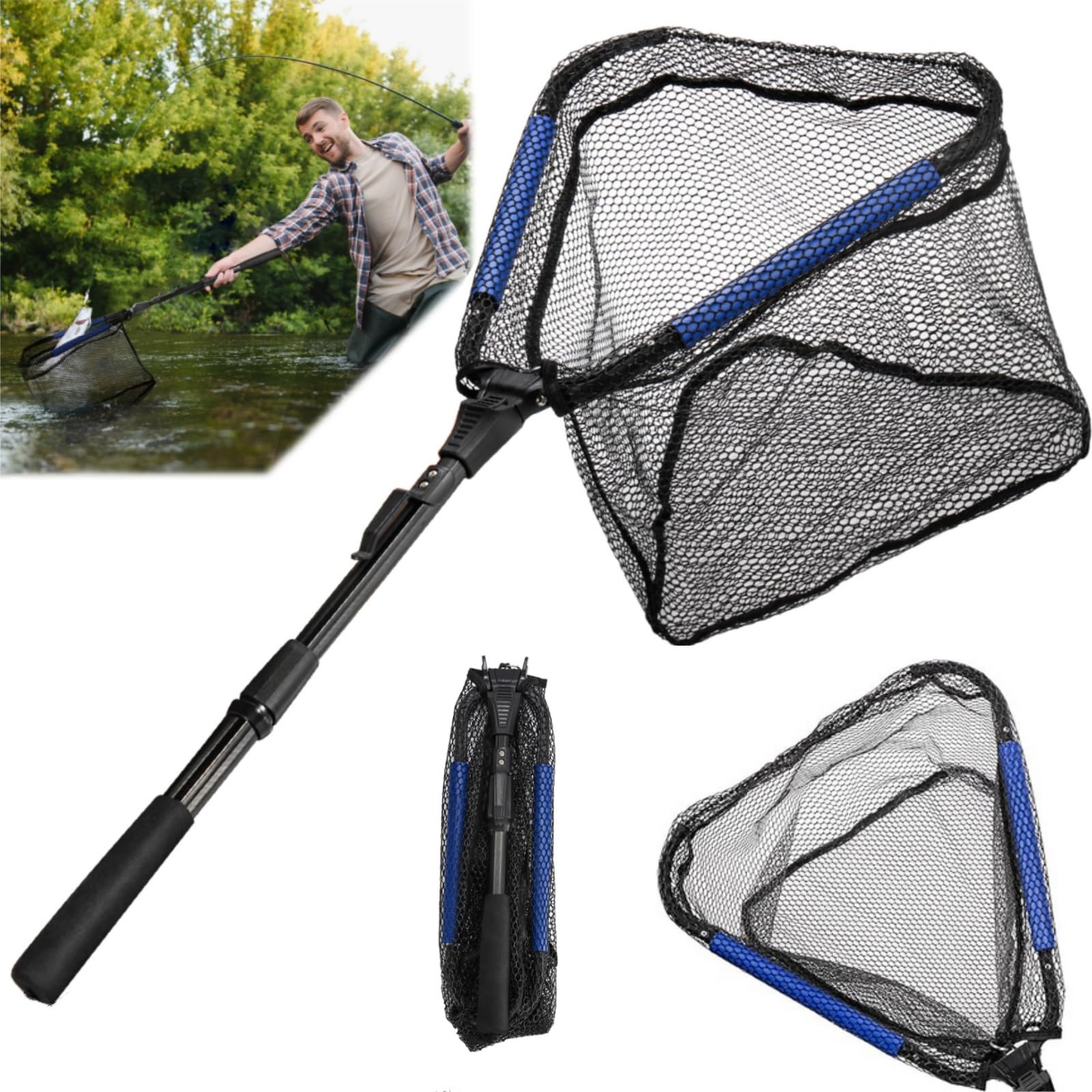 Amazon.com : Noamus Floating Fishing Net, 35" Fishing Landing Net with Collapsible Telescopic Pole Handle, Rubber Coated Mesh Folding Fly Fish Net for Salmon Steelhead Bass Trout Walleye Kayak, Fresh Salt Water : Amazon.com : Noamus Floating Fishing Net, 35" Fishing Landing Net with Collapsible Telescopic Pole Handle, Rubber Coated Mesh Folding Fly Fish Net for Salmon Steelhead Bass Trout Walleye Kayak, Fresh Salt Water :