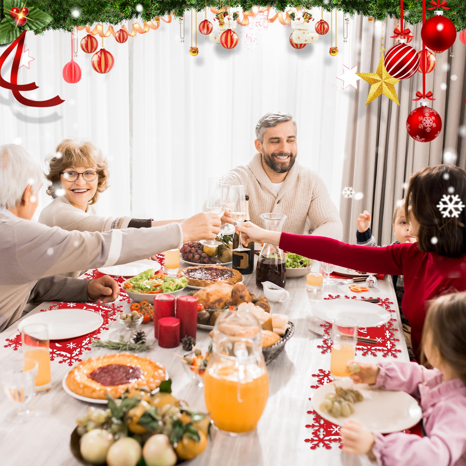 Set De Table De Noël Rouge Set De Table Noël Lavable, Set De Table