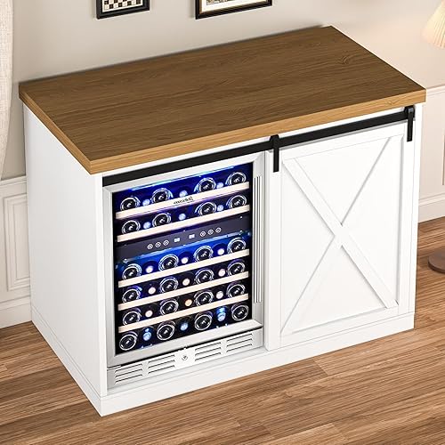 Miniatura 6 de Gabinete de barra de café con espacio para refrigerador, gabinete de vino de granja con estante, toma de corriente para cocina, comedor, sala de