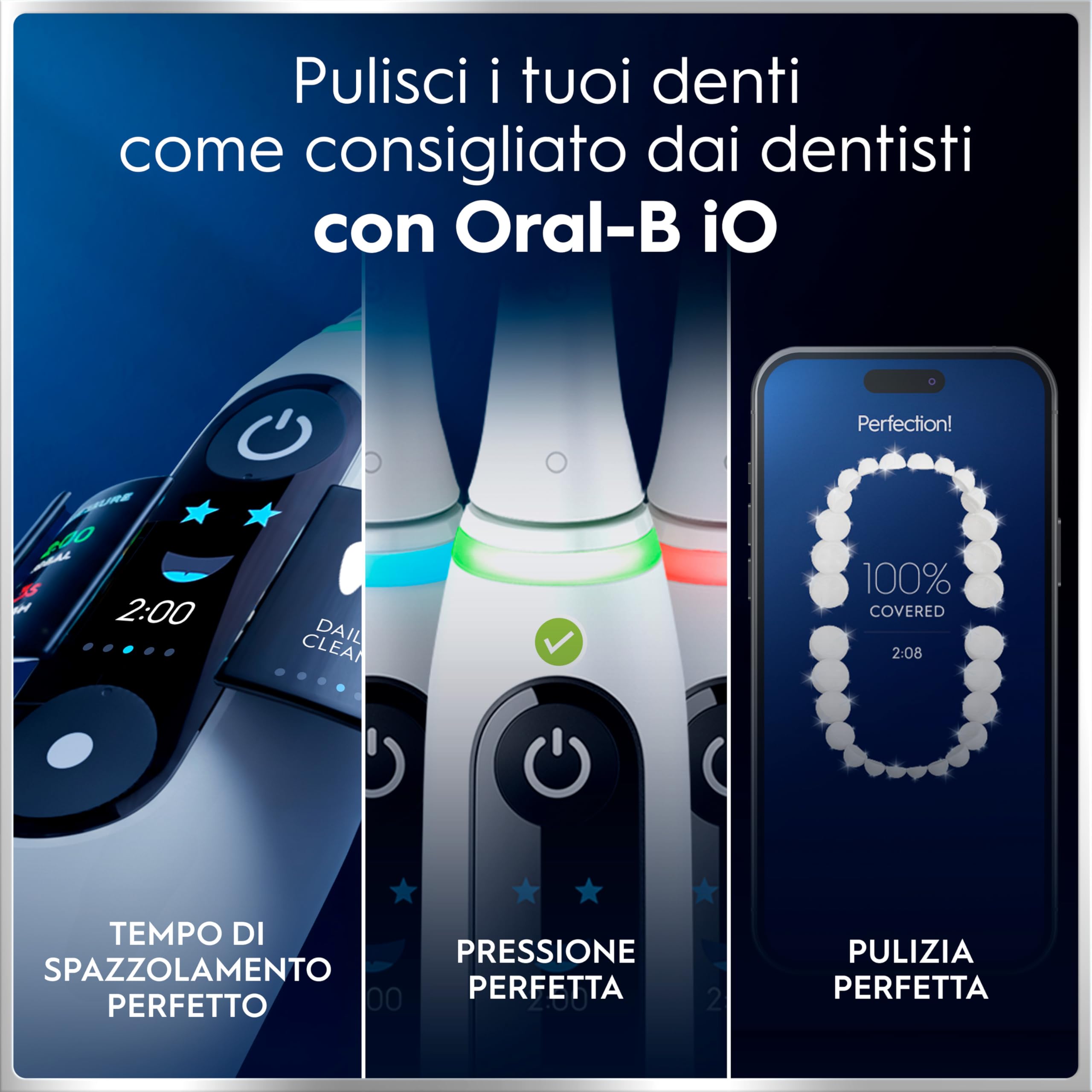 Oral-B Spazzolino Elettrico Ricaricabile iO 6N, Sensore di Pressione, Display Interattivo, Intelligenza Artificiale, 2 Testine, 1 Spazzolino, 1 Custodia da Viaggio, Bianco, Idea Regalo