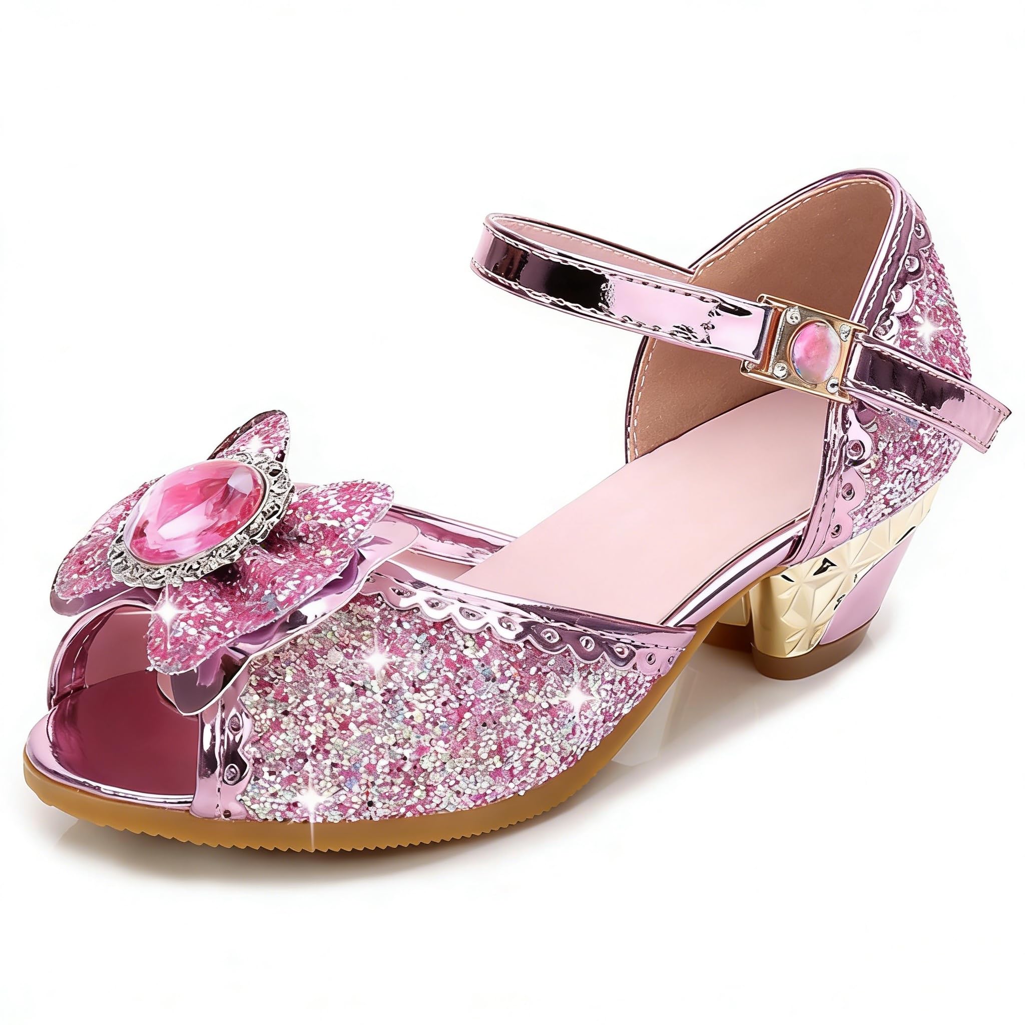 Scarpe Glitterate con Tacchi per Ragazza Sandali con Paillettes Cosplay Scarpe Carnival Princess Danza Matrimonio Carnevale Compleanno Festa