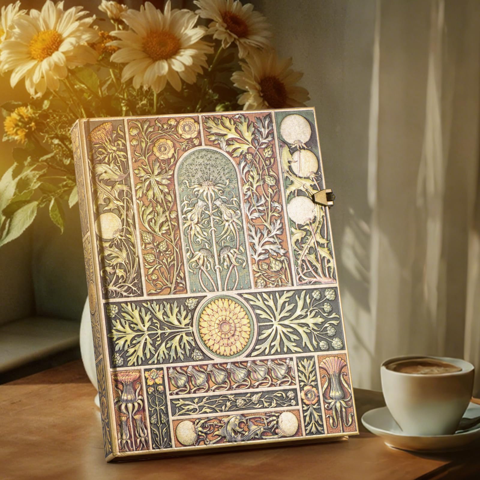 Vintage 3D Verdant Voice Hardcover liniert Tagebuch – 192 Seiten (96 Blatt) mit Umschlagtasche – Erinnerungs-Tagebuch & Gedenknotizbuch für Meilenstein-Momente