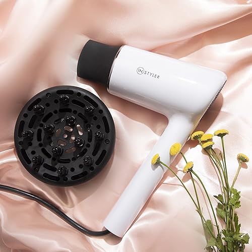 Miniatura 6 de InStyler Secador portátil profesional inteligente 7X con peine desenredante, 7 veces más iones para secado rápido, reducción del encrespamiento y