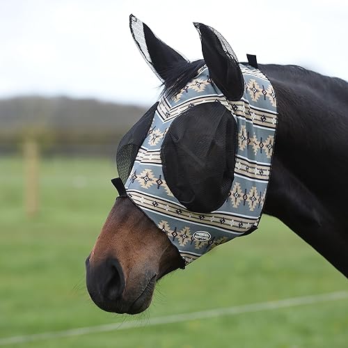 Vista 15 de WeatherBeeta Deluxe Stretch Bug Eye Saver con orejas, turquesa/negro, mazorca