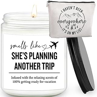 Travel Gifts for Women - 7OZ Scented Candle & Makeup Bag