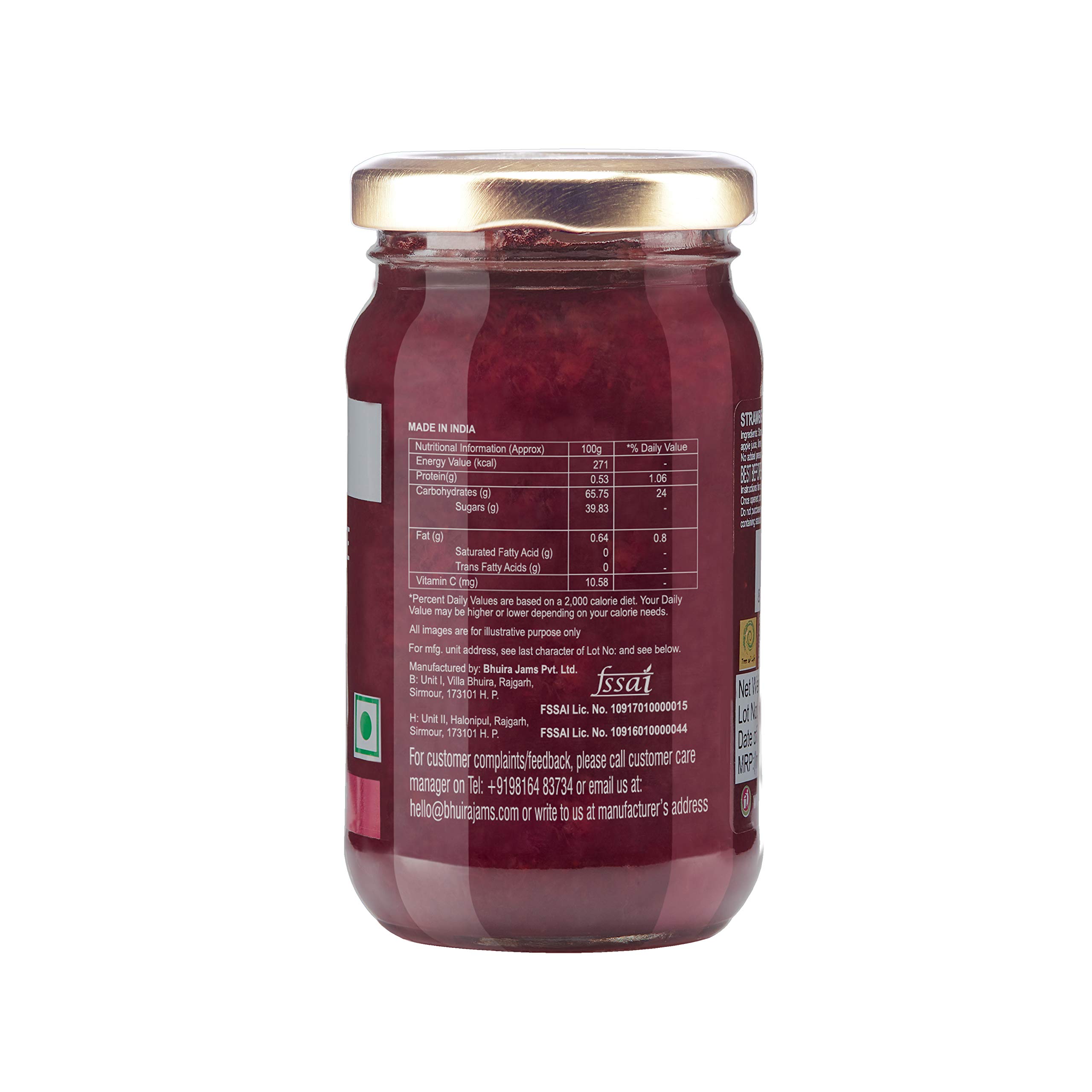 Bhuira|All Natural Jam Strawberry Preserve & Three Fruit Marmalade-240g Each|No Added Sugar|No Added preservatives |No Artifical Color Added |Pack of 2 - Image 5 thumbnail