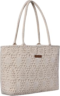 ENSAC Premium Cotton Tote Bag for Women, Stylish Handbag for women with Zip Closure | Fit for Office Bag, College, Travel ... Price In India