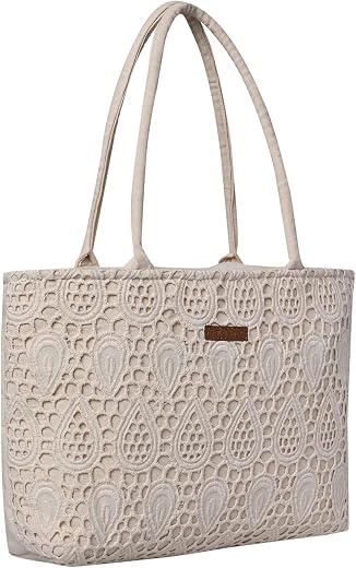 ENSAC Premium Cotton Tote Bag for Women, Stylish Handbag for women with Zip Closure | Fit for Office Bag, College, Travel ...