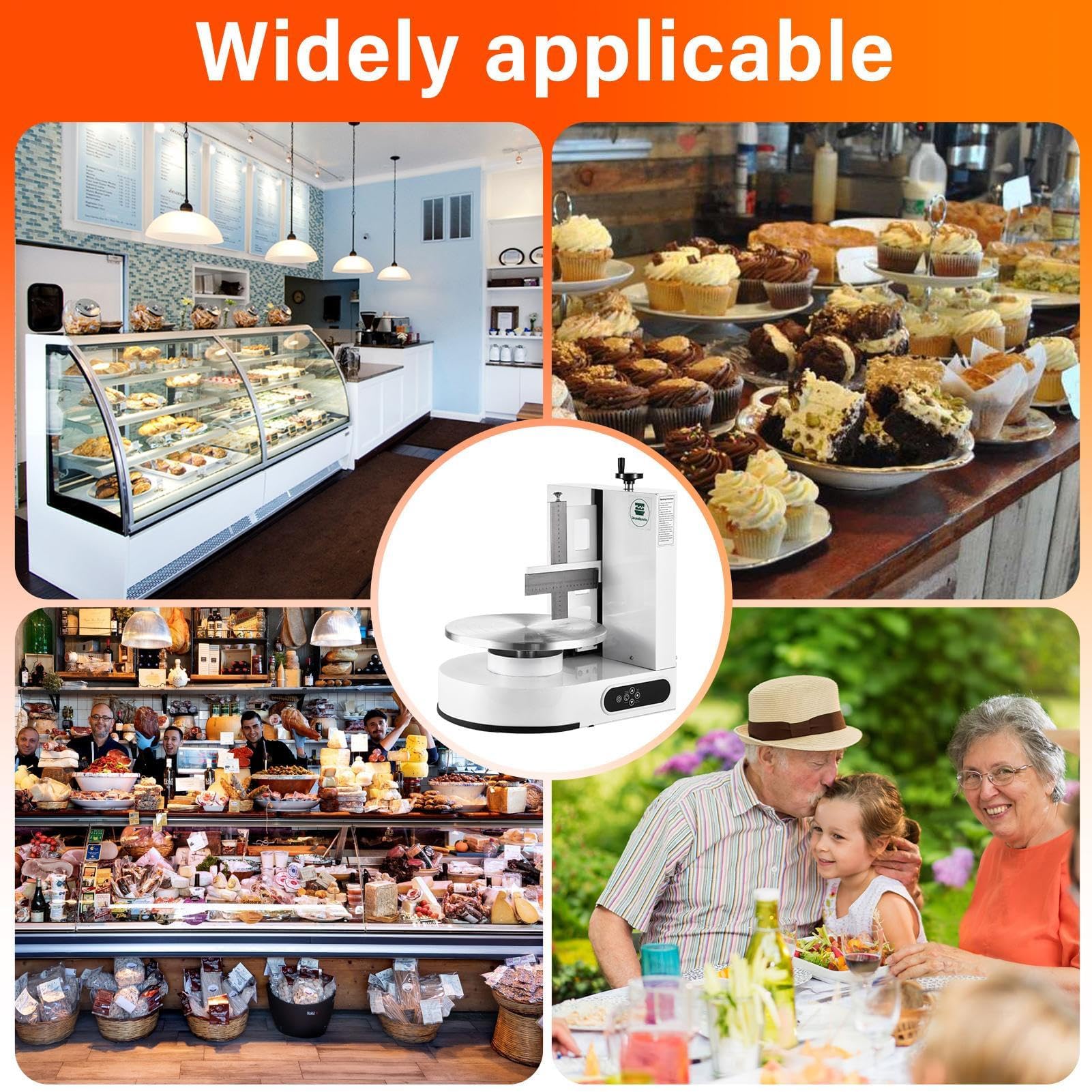 Macchina per glassare la Torta da 200 W, Macchina elettrica per Decorare la Torta, Apparecchio per glassare Automatico da 4-12 Pollici, Spalmatore Regolabile per Rivestimento di Crema White