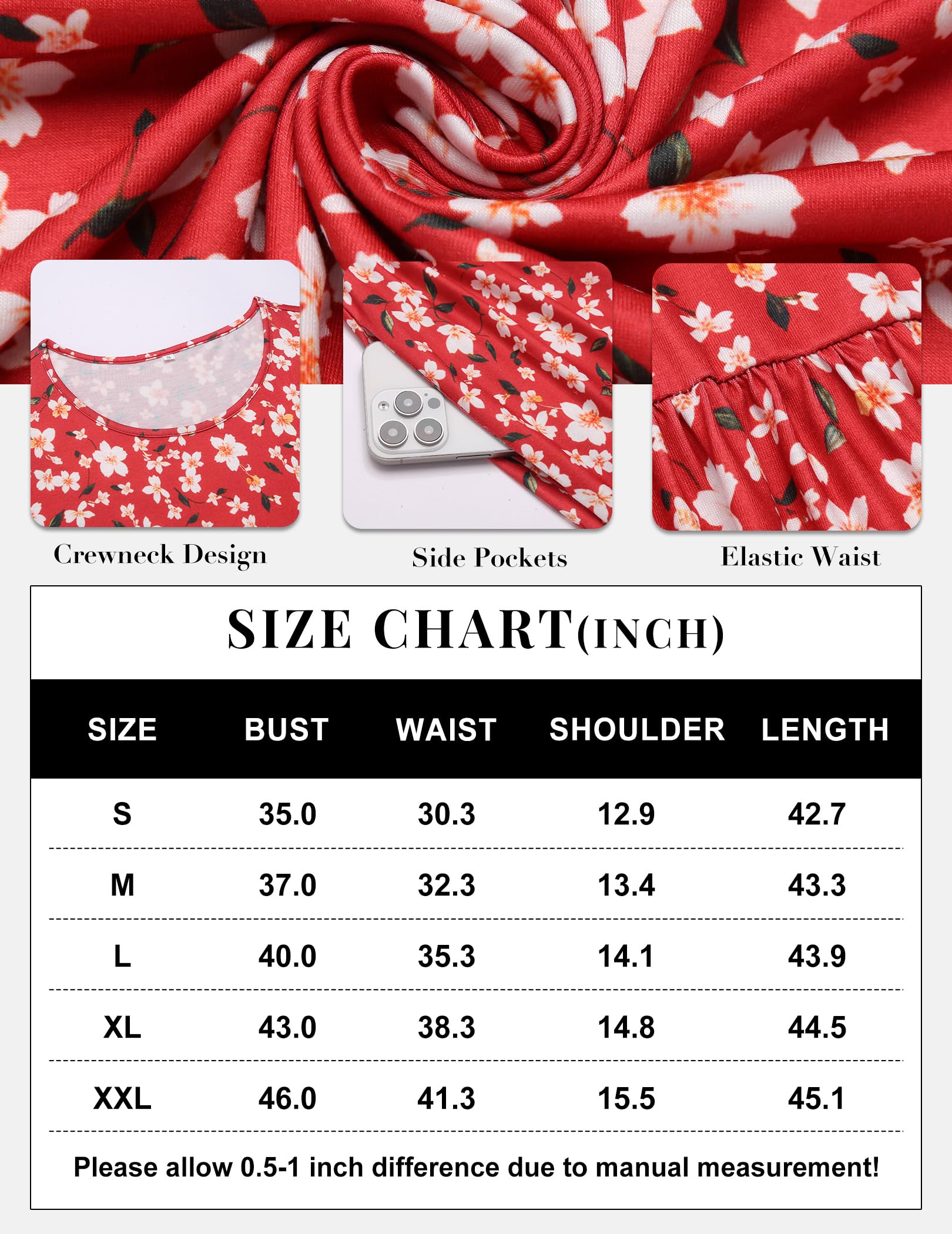 Zeagoo Robe d'été mi-longue pour femme avec poches, motif floral, sans manches, coupe trapèze, décontractée, ample, robe d'été de plage 2025