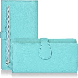 Real Leather Women Wallet Leather with RFID Blocking -Trifold Card Holder Designer Ladies Clutch with ID Window Wallets