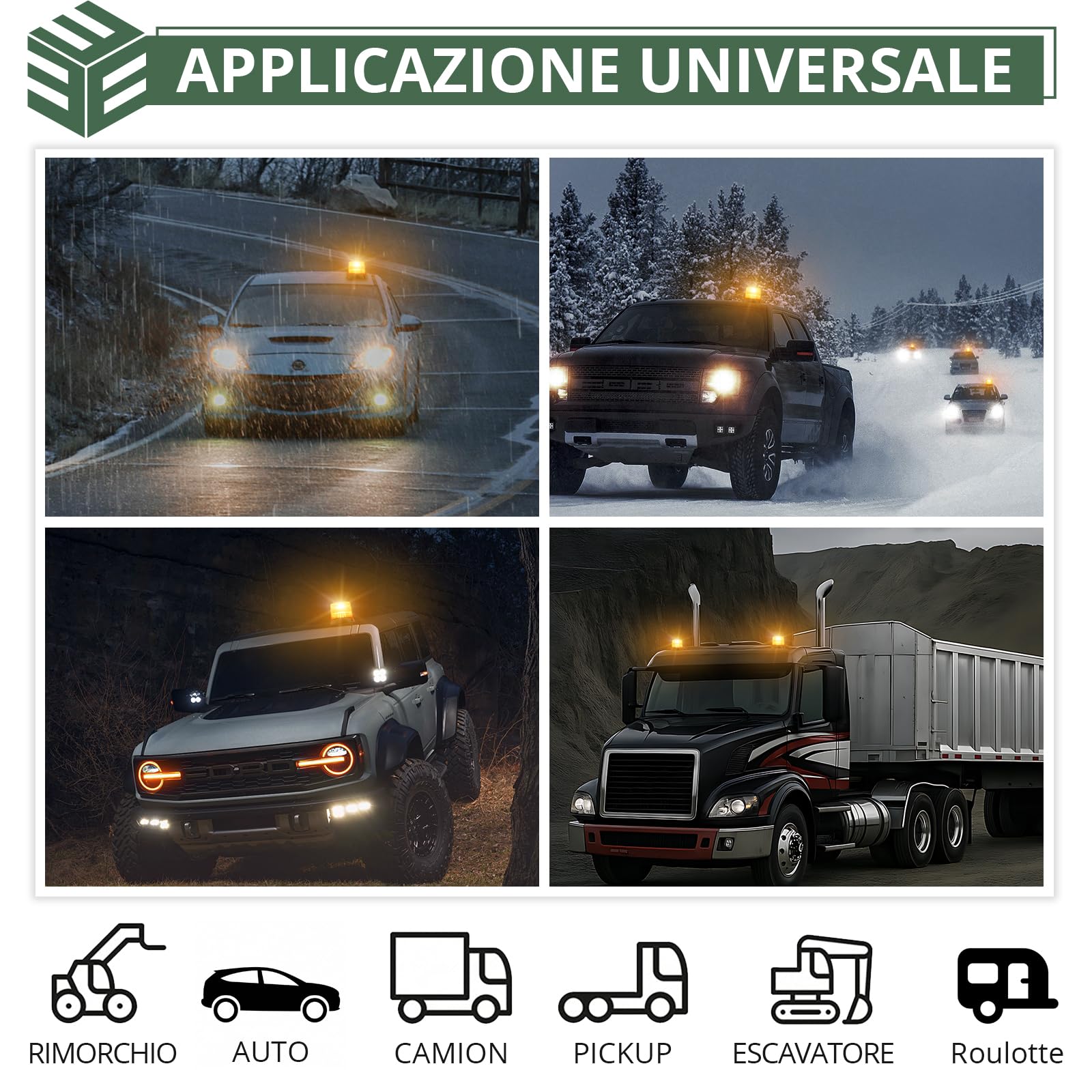 EYPINS 72 LED 72 W Luce Lampeggiante Senza Fili con Telecomando, Luce Rotante con Accendisigari e Cavo di Ricarica USB,Base Magnetica,E57/IP65,Coperchio Ambra,per Auto Trattore,Camion,12 V/24 V