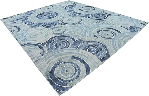 Miniatura 10 de Unique Loom Outdoor Modern Collection - Alfombra ondulada (2 pies 7 pulgadas x 5 pies 3 pulgadas, azul claroazul marino)