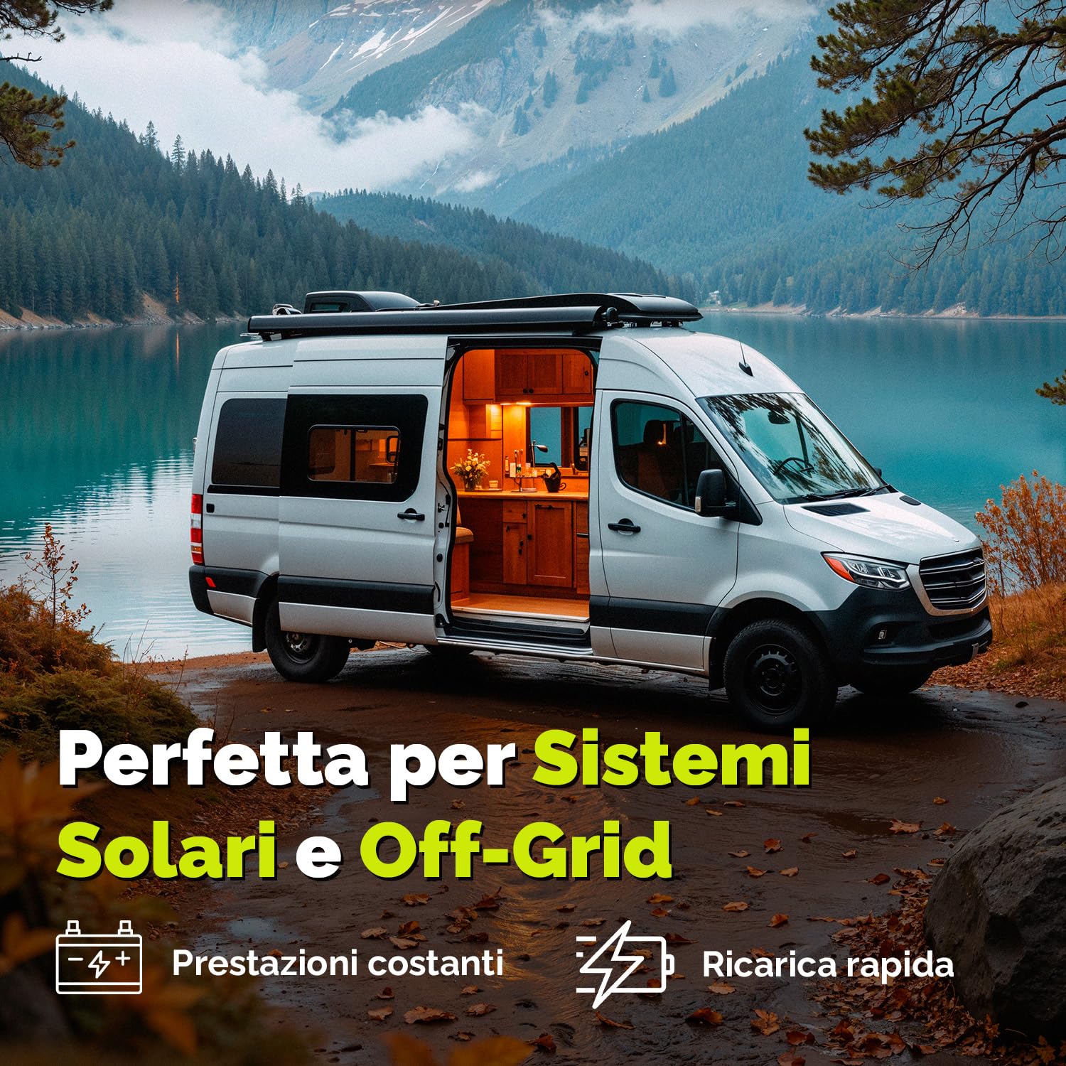 ELECTRONICX Batteria AGM a Scarica Lenta 12V 80Ah C100 Edizione Camper – Sigillata, Senza Manutenzione, Resistente alle Vibrazioni – Per Camper, Barca, Pannelli Solari, Sistemi Autonomi