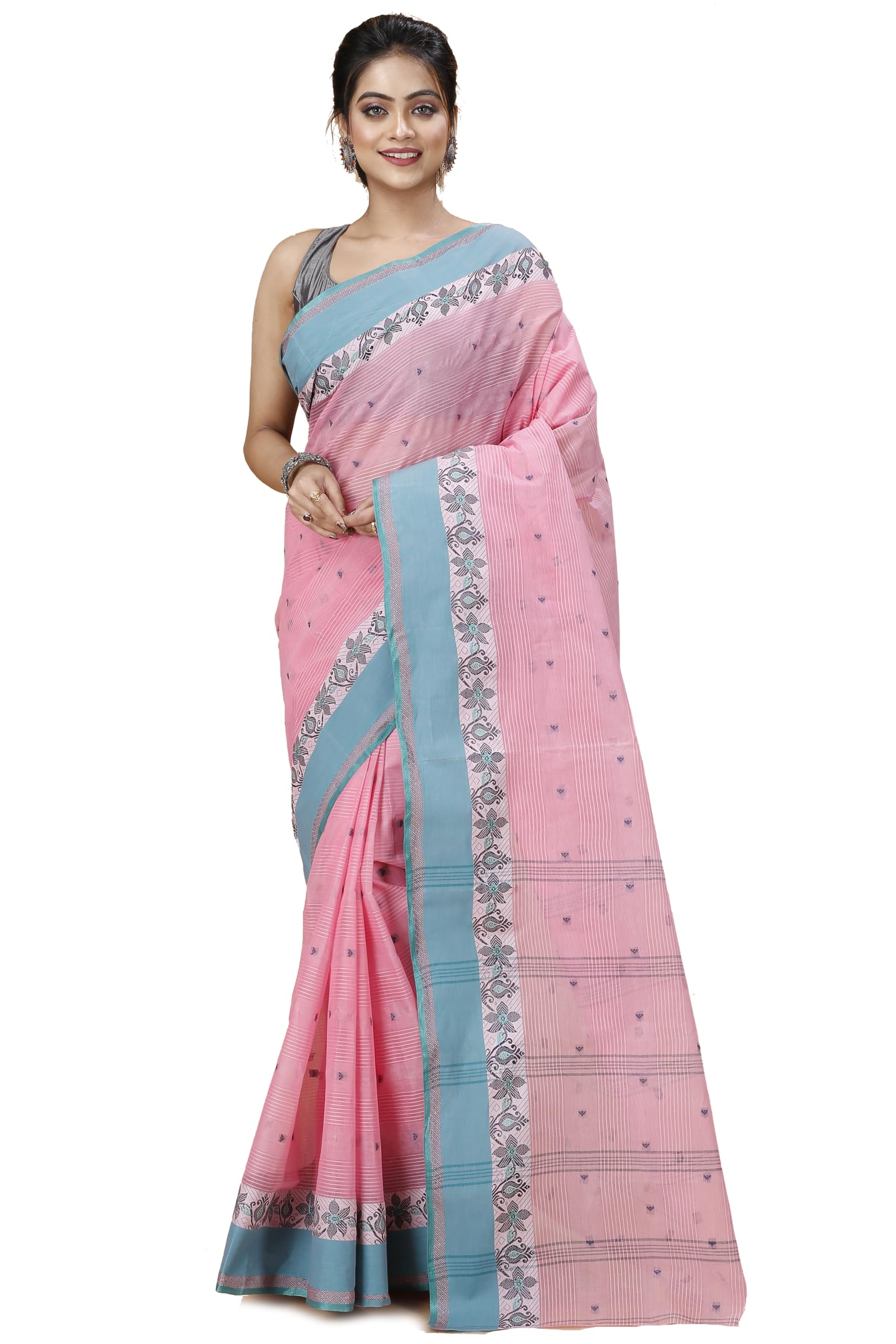 tant story Women Traditional Bengal Tant Handloom Pure Cotton Tangail Saree without Blouse Piece-picture-34