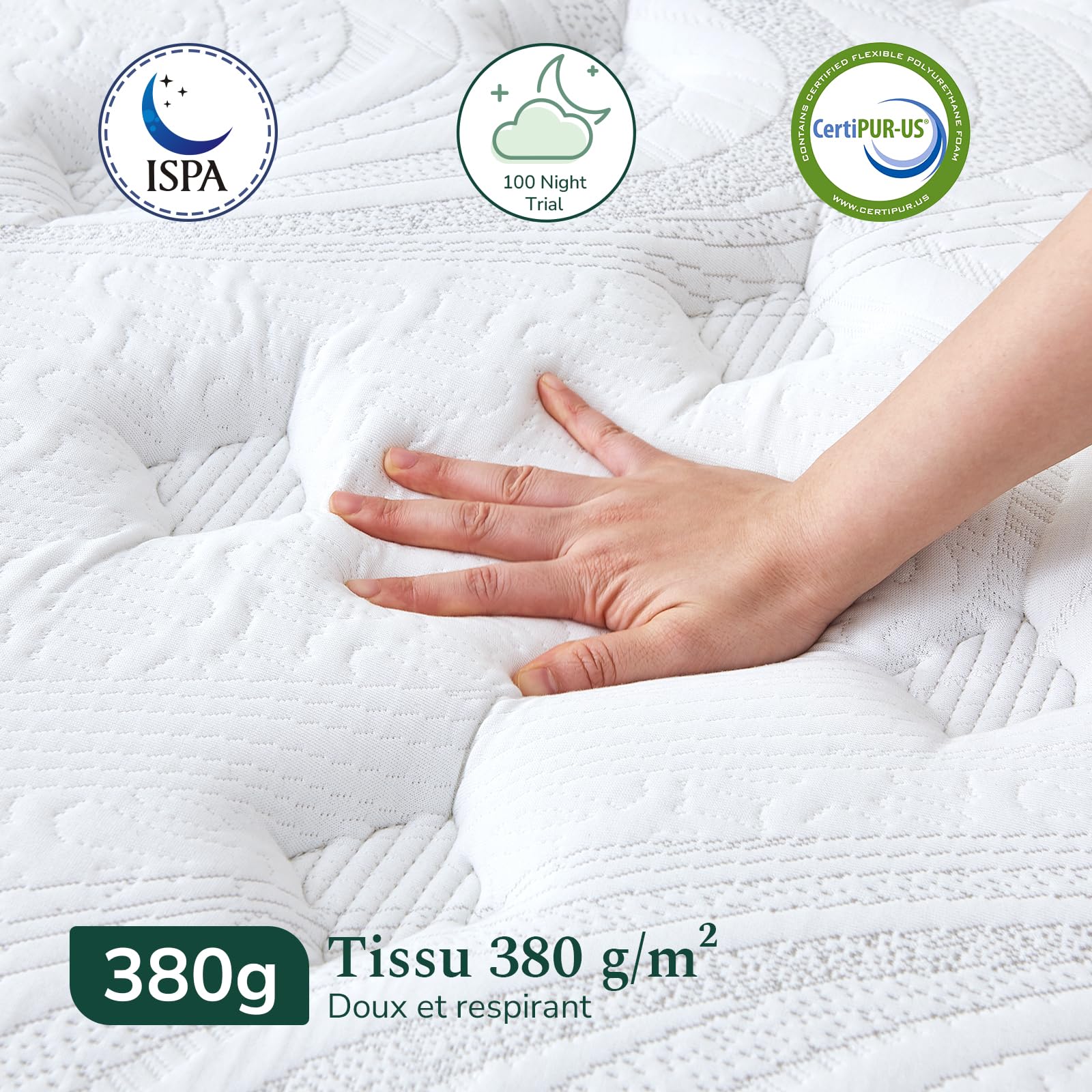 SZsuilong Matelas 140x190, 29 cm Épaisseur H3 H4 Matelas Hybride avec Memoire de Forme et Ressorts Ensachés Indépendants, Haute Resilience 7 Zones Parfait Soutien Ultra Respirante Certifié Oeko-Tex