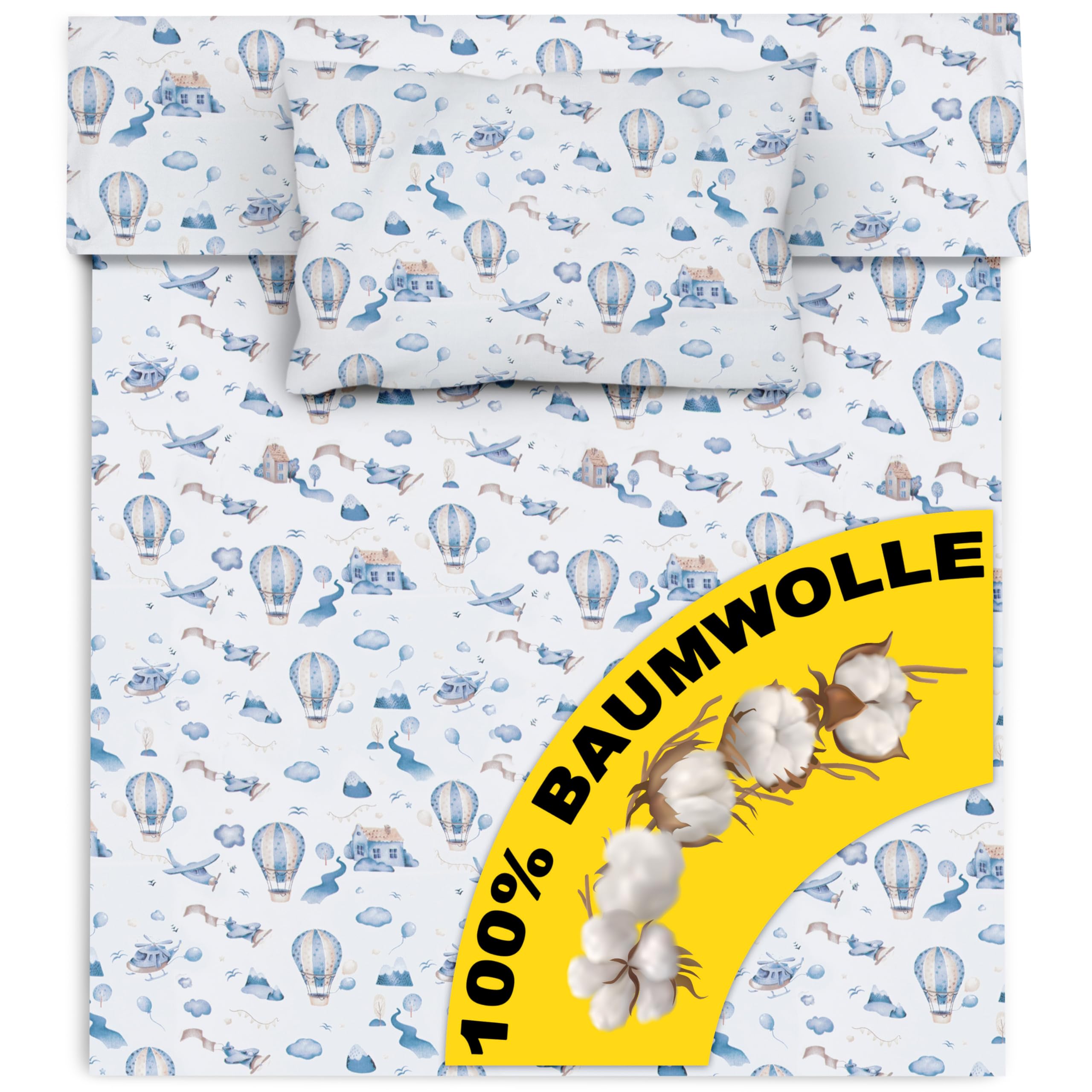 Amilian Kinderbettwäsche 100x135 Baby Bettwäsche Set Größe Babybettwäsche 135x100 mit Kissenbezug 40x60 100% Baumwolle Babybett Kinderbettwäsche 100x135 Jungen Mädchen Bettwaesche