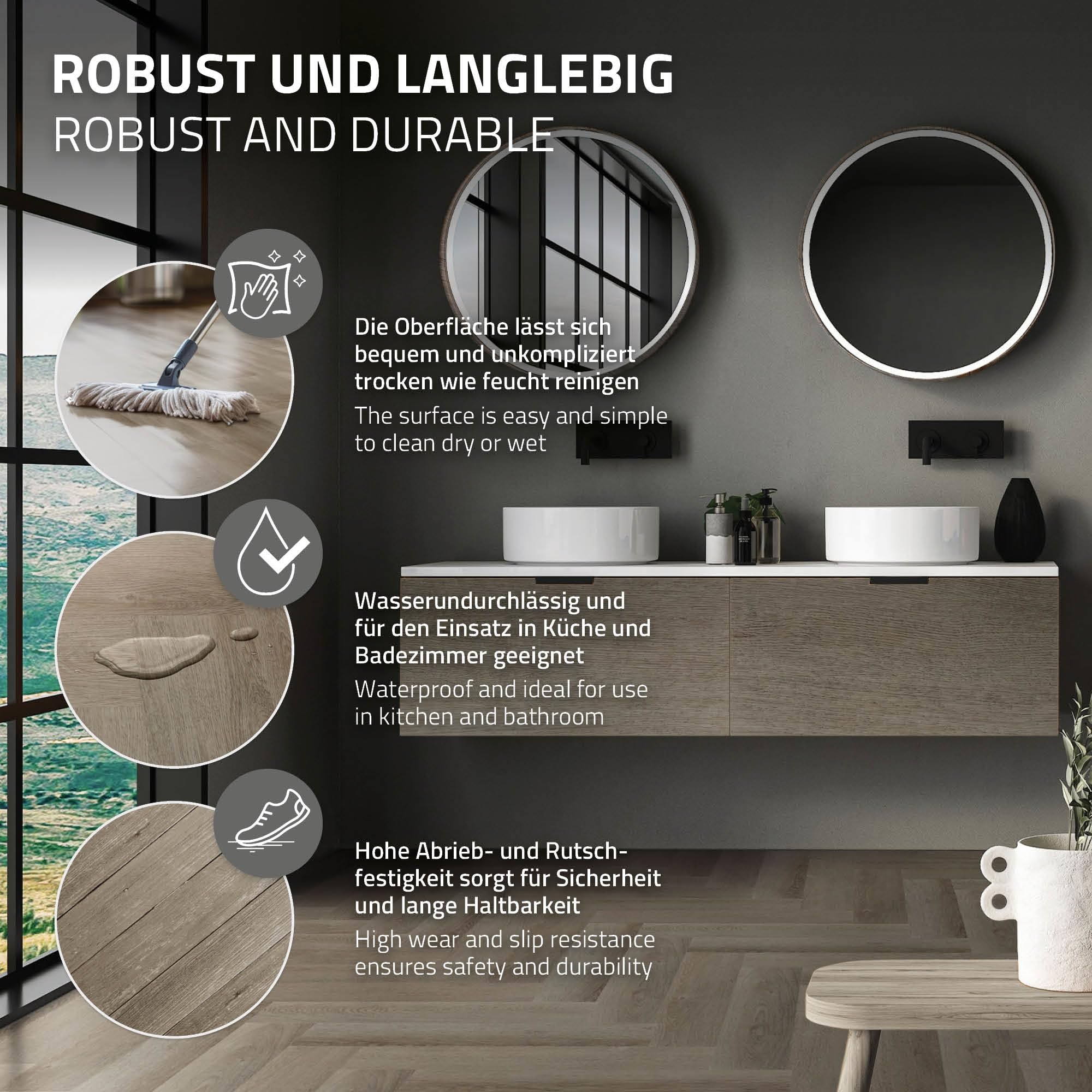 ML-Design Pavimento in PVC Deluxe Vinile a Click Rovere Scuro Spina di Pesce 61x12,8x4,2mm 3,12m² 40 Listoni Marrone Aspetto Legno Antiscivolo Impermeabile Classe di Utilizzo 34 Facile da Installare