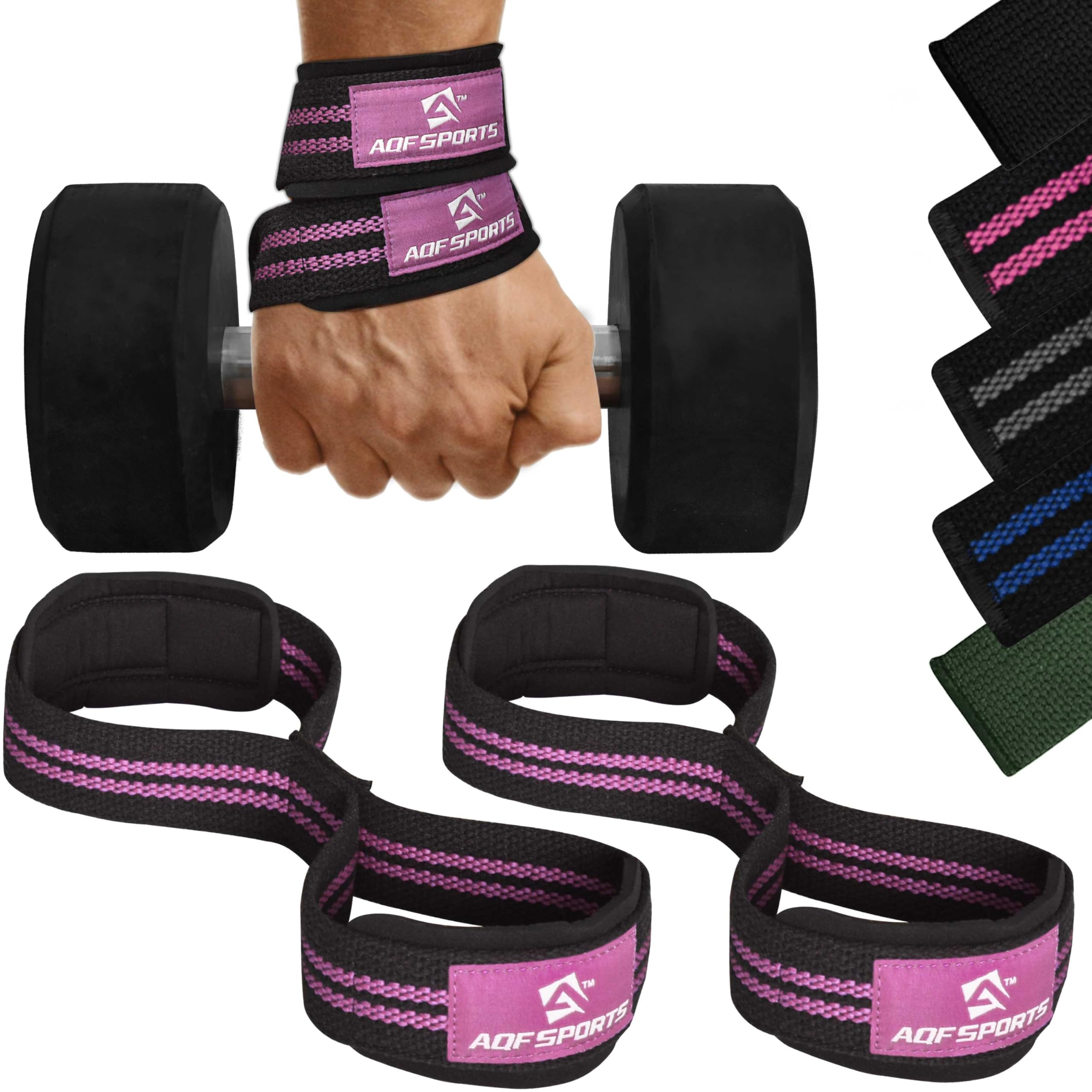 AQF Fitness Figura 8 Neoprene Imbottite Cinghie di Sollevamento Pesi Polso, Straps Palestra, trazioni alla Sbarra Fascia Polso, Allenamento Polsini Bodybuilding Powerlifting Presa