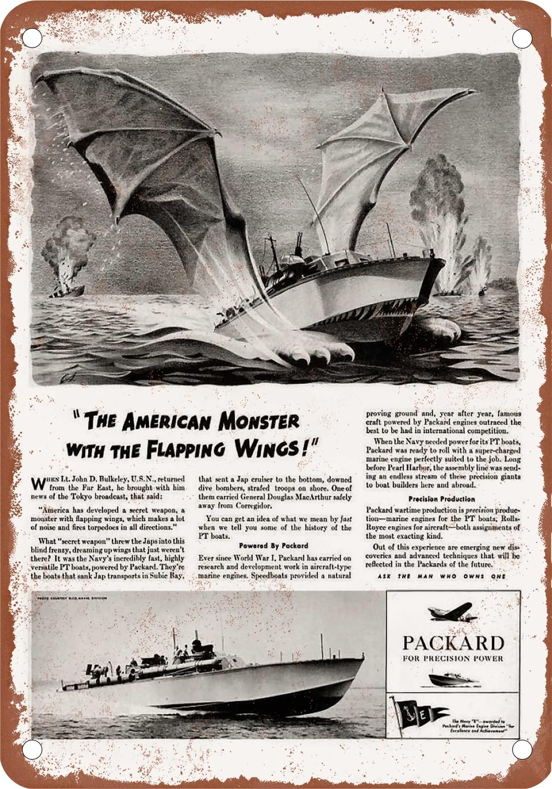 METAL SIGN - 1942-45 Packard Vintage Ad 13 - Old Retro Rusty Look home decor