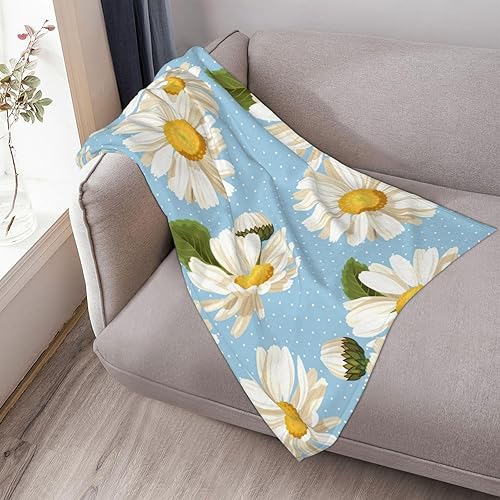 Miniatura 5 de Manta de margaritas para mujer, suave manta de forro polar de verano de 50 x 40 pulgadas, manta ligera de viaje para cama, sofá, bonita decoración