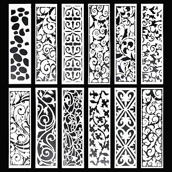 12Pcs Floral Border Stencils Reusable Flower Vine Painting Templates
