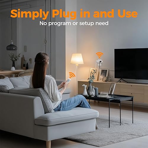 Miniatura 4 de TESSAN Enchufe de salida de control remoto, interruptor de luz inalámbrico con 2 enchufes independientes, interruptor de salida remoto de