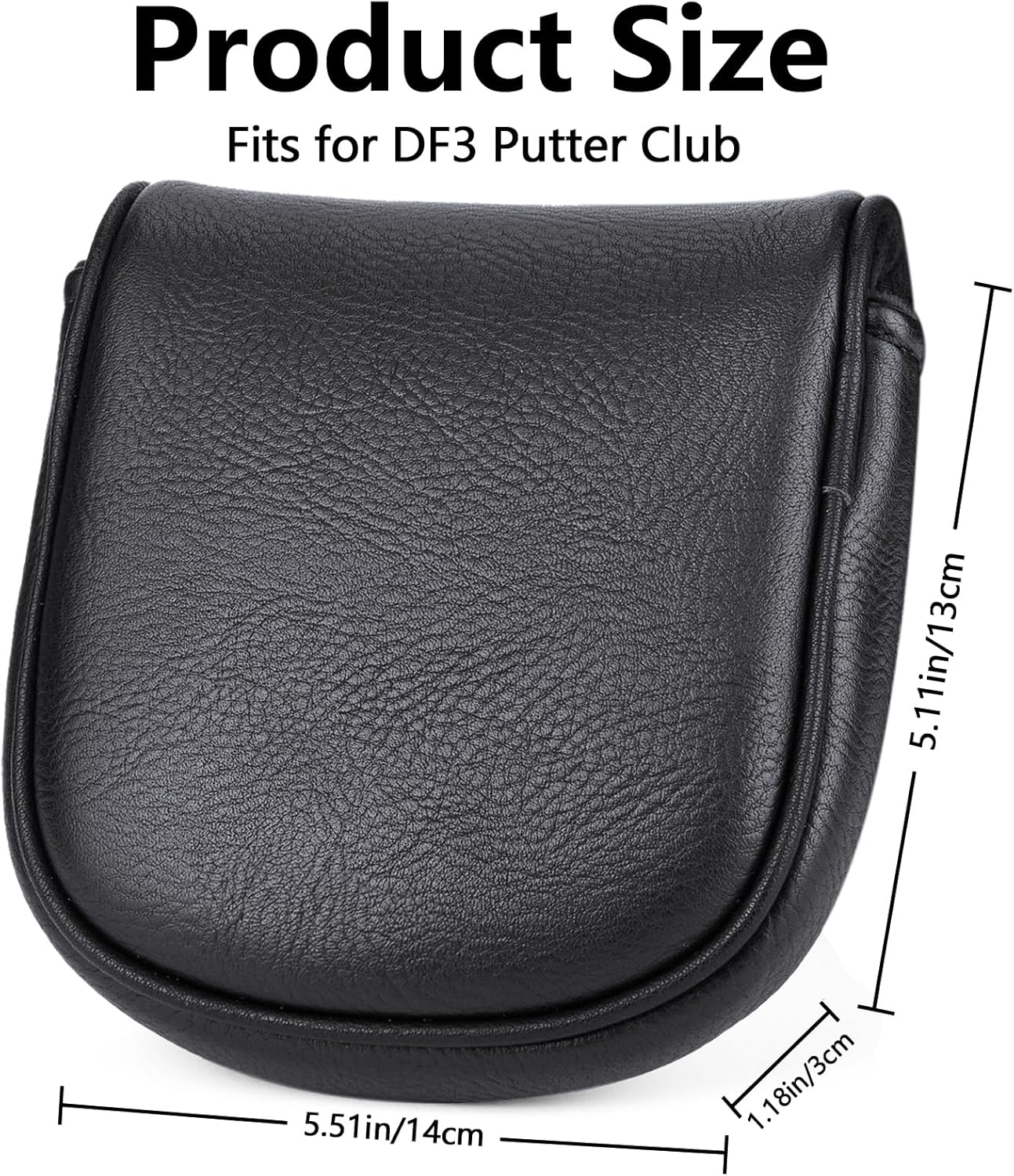 Golf Club Mallet Putter Head Cover Fits for DF3 Club with Magnetic Closure Center Shafted PU Leather Headcover, White and Black Available