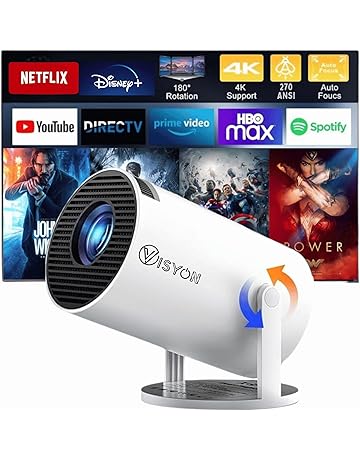 Visyon HY300 PRO+ 2025 | 1080P Full HD WiFi Projector with Android 11.0 – 12000 Lumens Portable Home Theater & Outdoor Movie Projector | Screen Mirroring for iOS/Android | Gaming & HDMI Compatible