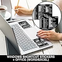 Vista 3 de Microsoft Windows + Word/Excel Guía de referencia rápida Adhesivos de acceso directo de teclado, calcomanías de atajos de teclado para laptop