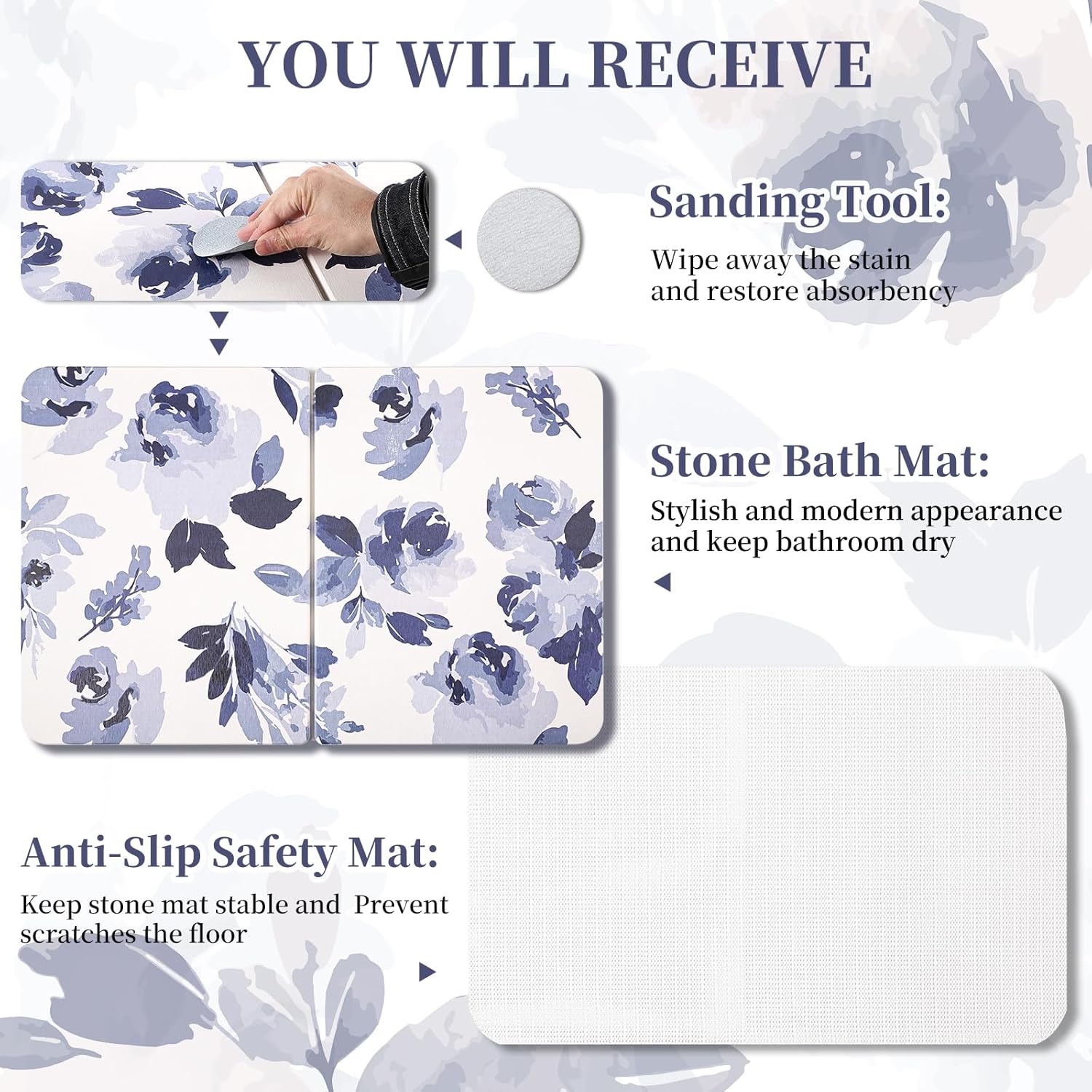 Stone Bath Mat, Quick Dry Stone Drying Mats,Non-Slip Foldable Super Absorbent Diatomaceous Earth Bath Shower Mats for in Front of Bathtub Kitchen Counter,24"×16" - Image 8