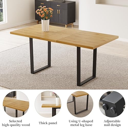 Miniatura 102 de Combinación de mesa de comedor y silla moderna extensible de 63 a 79 pulgadas, juego de mesa de comedor familiar de 6/8 personas, tablero de mesa de
