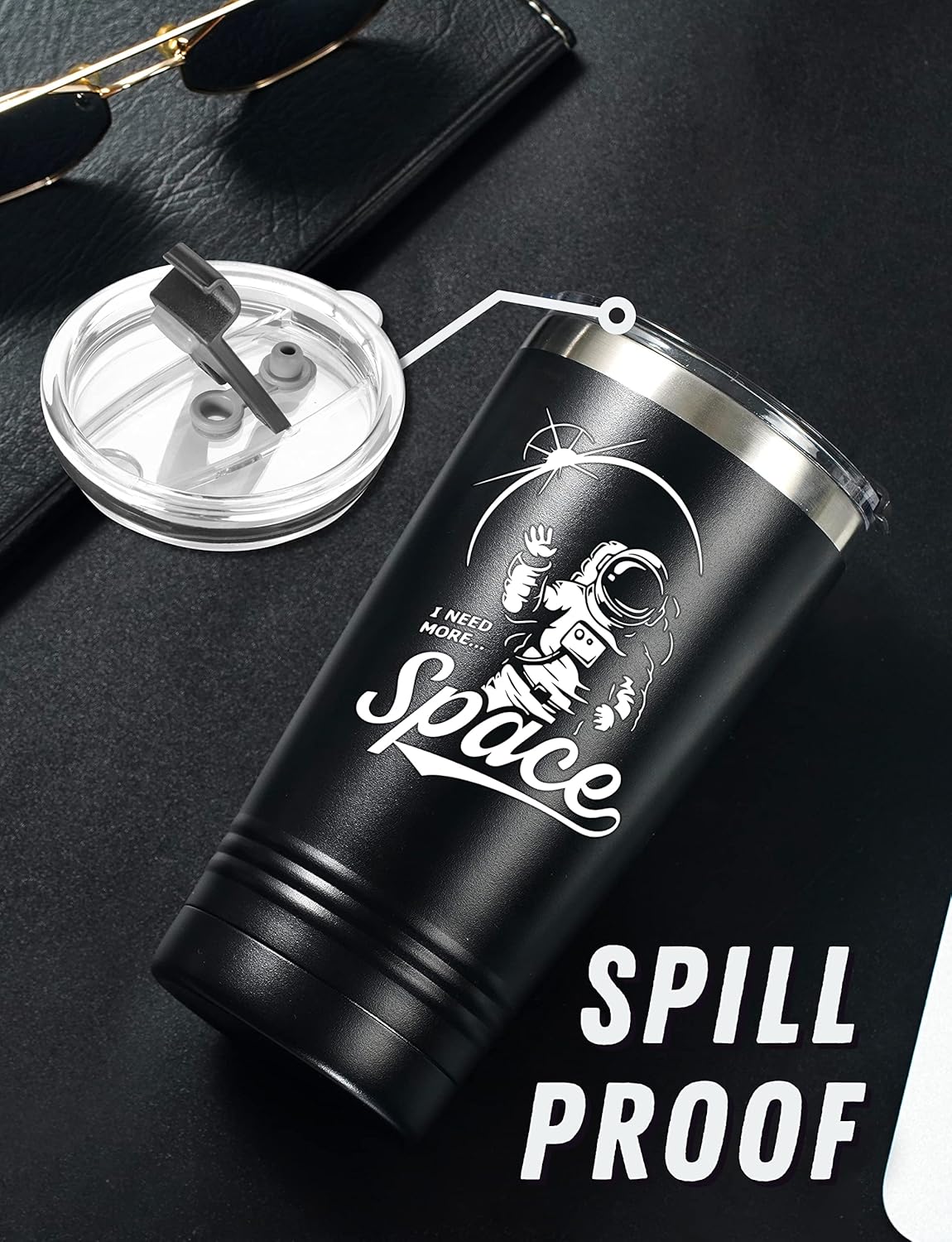 Onebttl Space Astronomy Gifts Tumbler Travel Coffee Mug, Astronauts Gifts for Astronomy Space Lover, Men, Boys, Christmas, Birthday, Stainless Steel Insulated 20oz/590ml - I Need More Space - Image 4