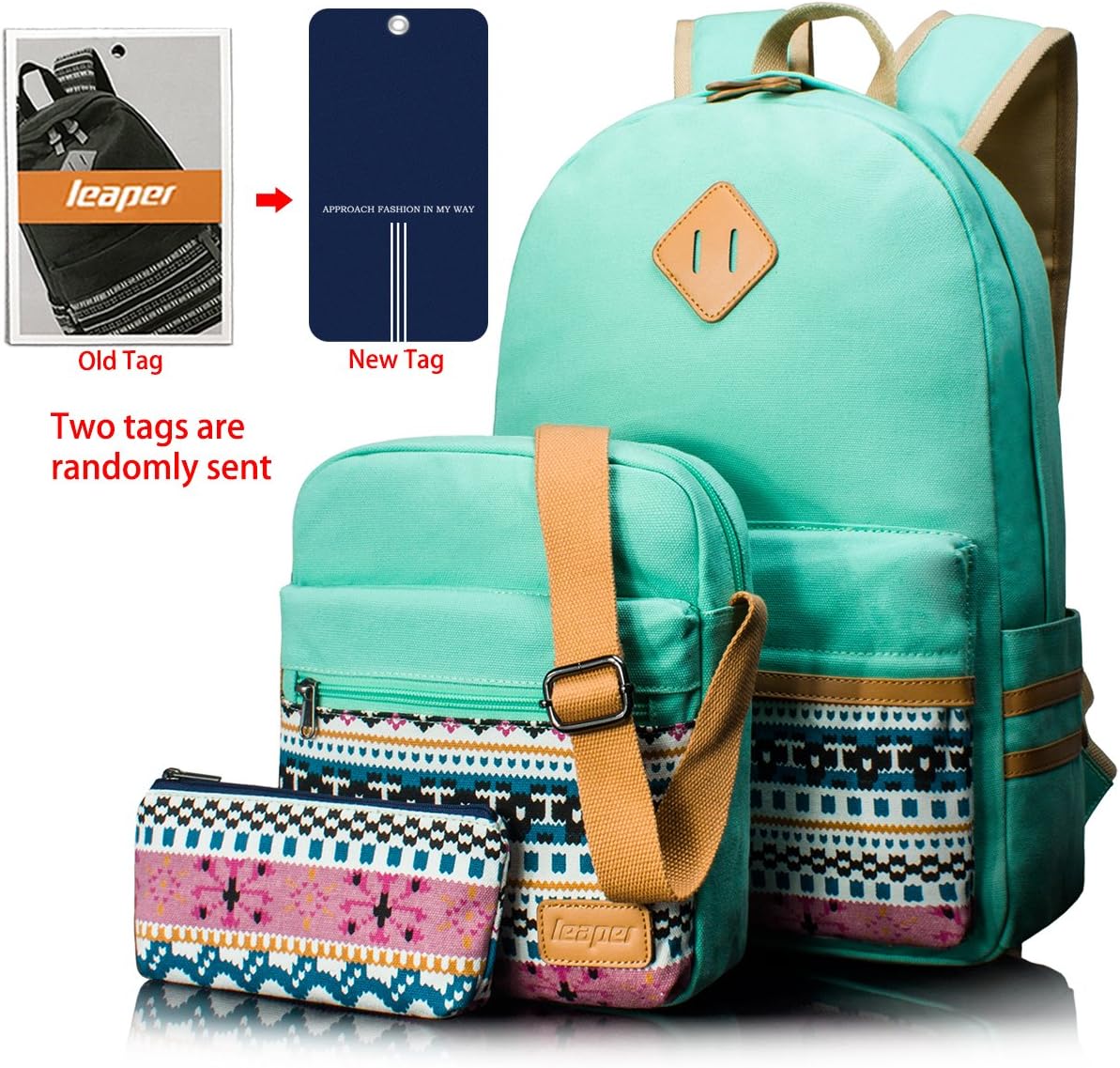Leaper Causal Canvas Laptop Bag Backpack Shoulder Bag Purse Navy Blue
