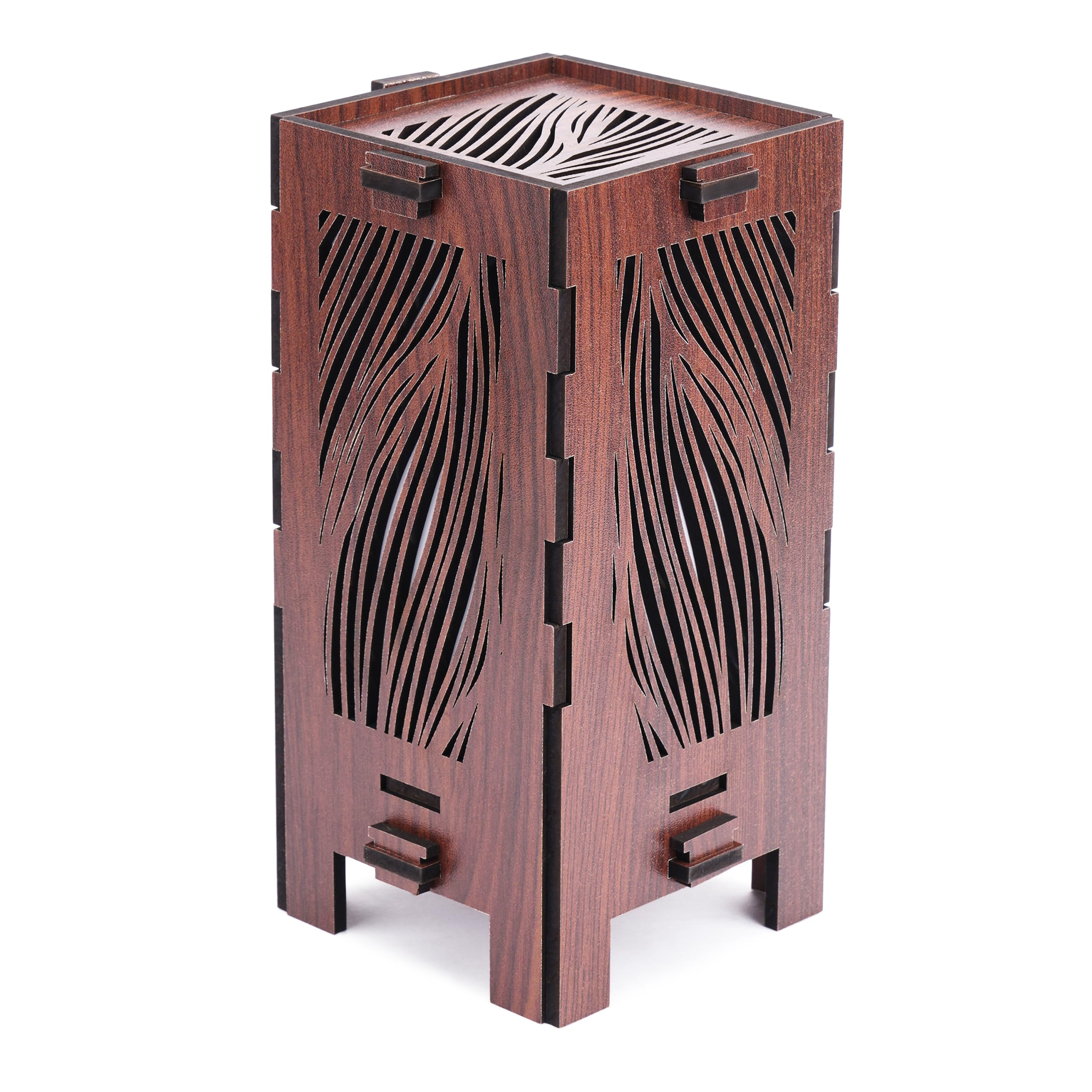 Handcrafted Wooden Lattice Table Lamp – Laser Cut Geometric Shadow Nightlight Lantern for Bedroom, Living Room, and Home Decor – Vintage Ambient Bedside Accent Light, Ideal for Gifting-image-21