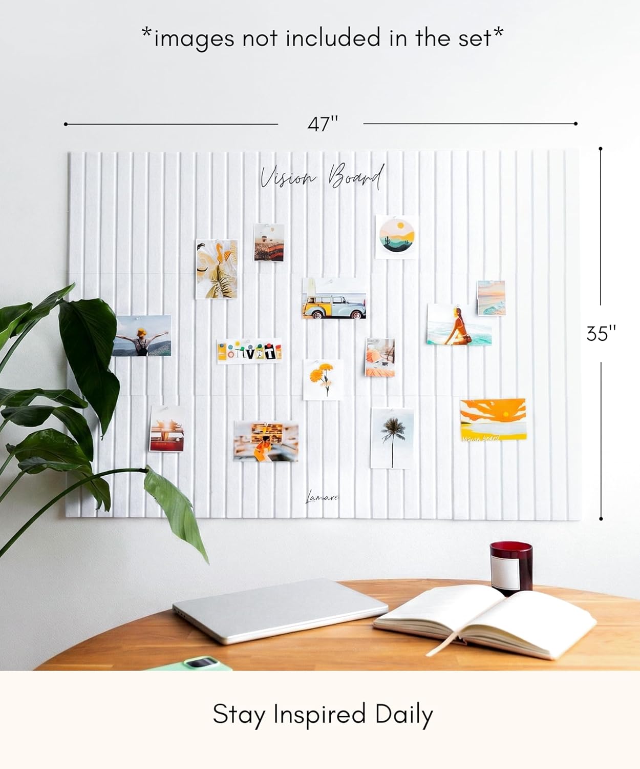 Lamare Vision Board for Wall - Aesthetic Felt Bulletin Board Tiles with Pins & Adhesive Tabs, Collage Board - Minimalist Dream Board for DIY Vision Board Supplies for Women