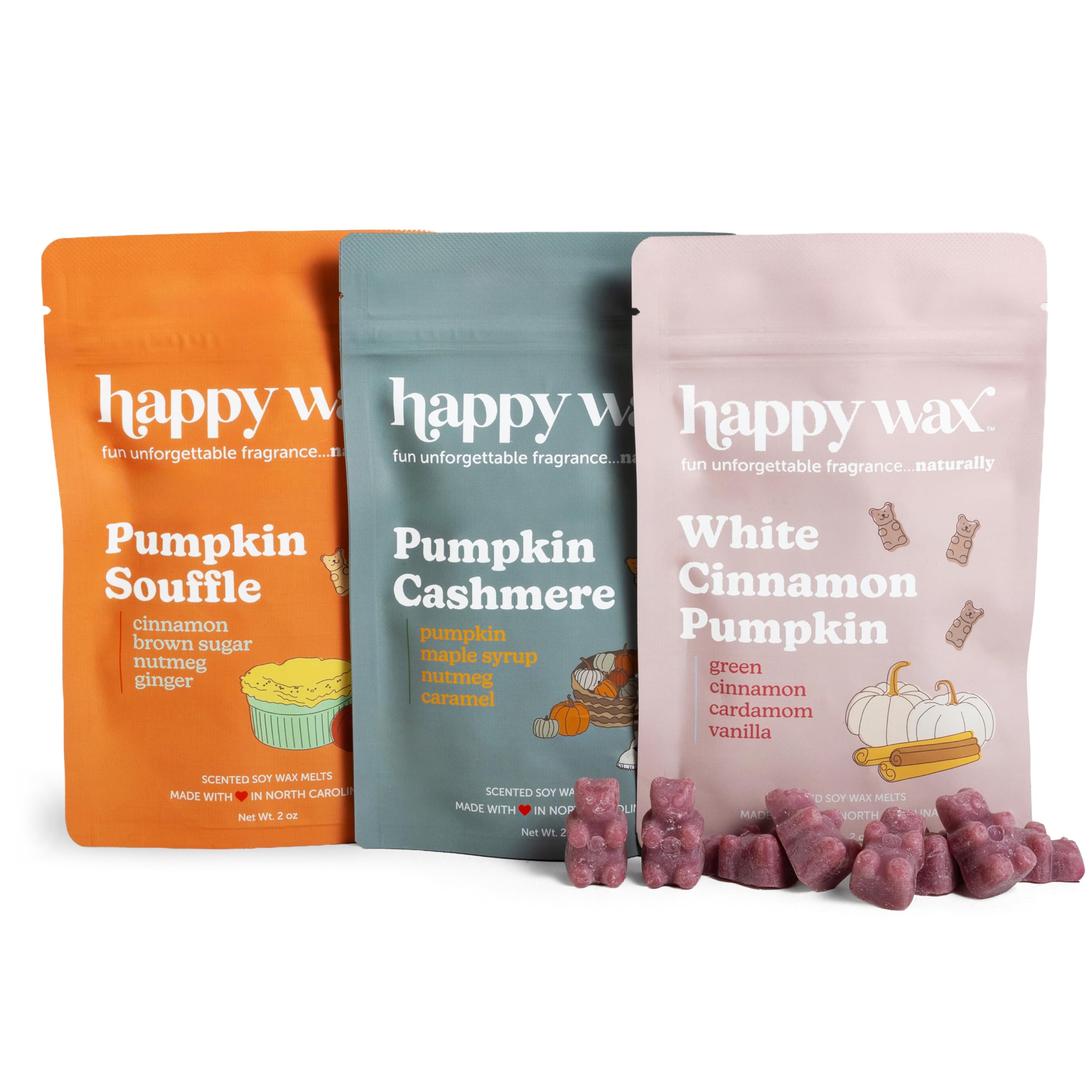 Happy Wax Fall Scented Soy Wax Melts 6oz Variety Pack - Cozy Pumpkin Mix