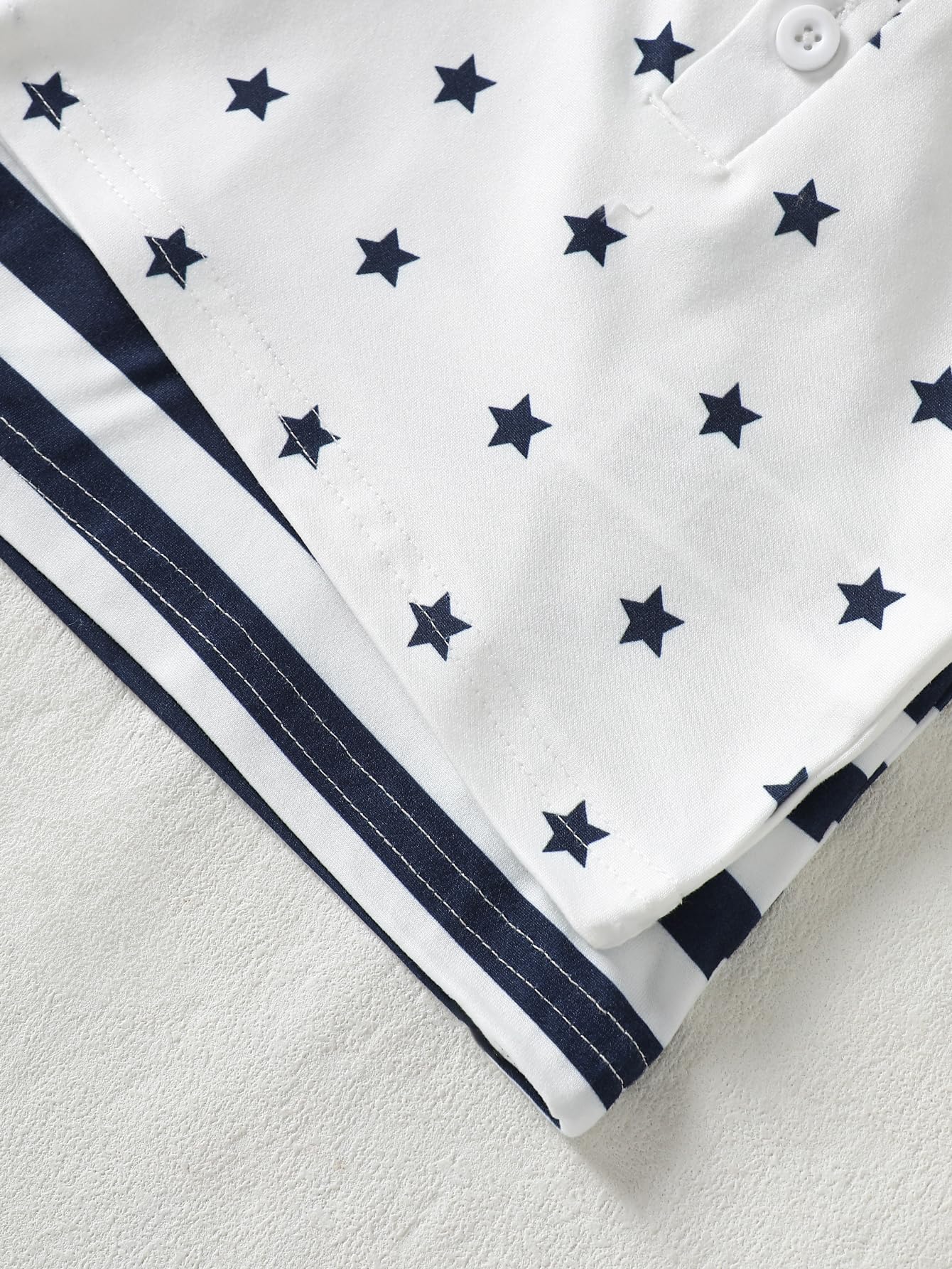 Conjunto de camiseta polo y pantalones cortos para bebé, 2 piezas, azul marino, blanco, estrellas, rayas, conjunto de ropa de verano para recién nacido — view 4