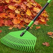 Plastic Leaf Rake - Upgraded Anti-Break Nylon Head,65" Adjustable Outdoor Yard Rakes for Leaves,Grass,Pine Needle,Mulch,Gentle On Lawn Garden - Lightweight for Women,Seniors & Kids,Childs
