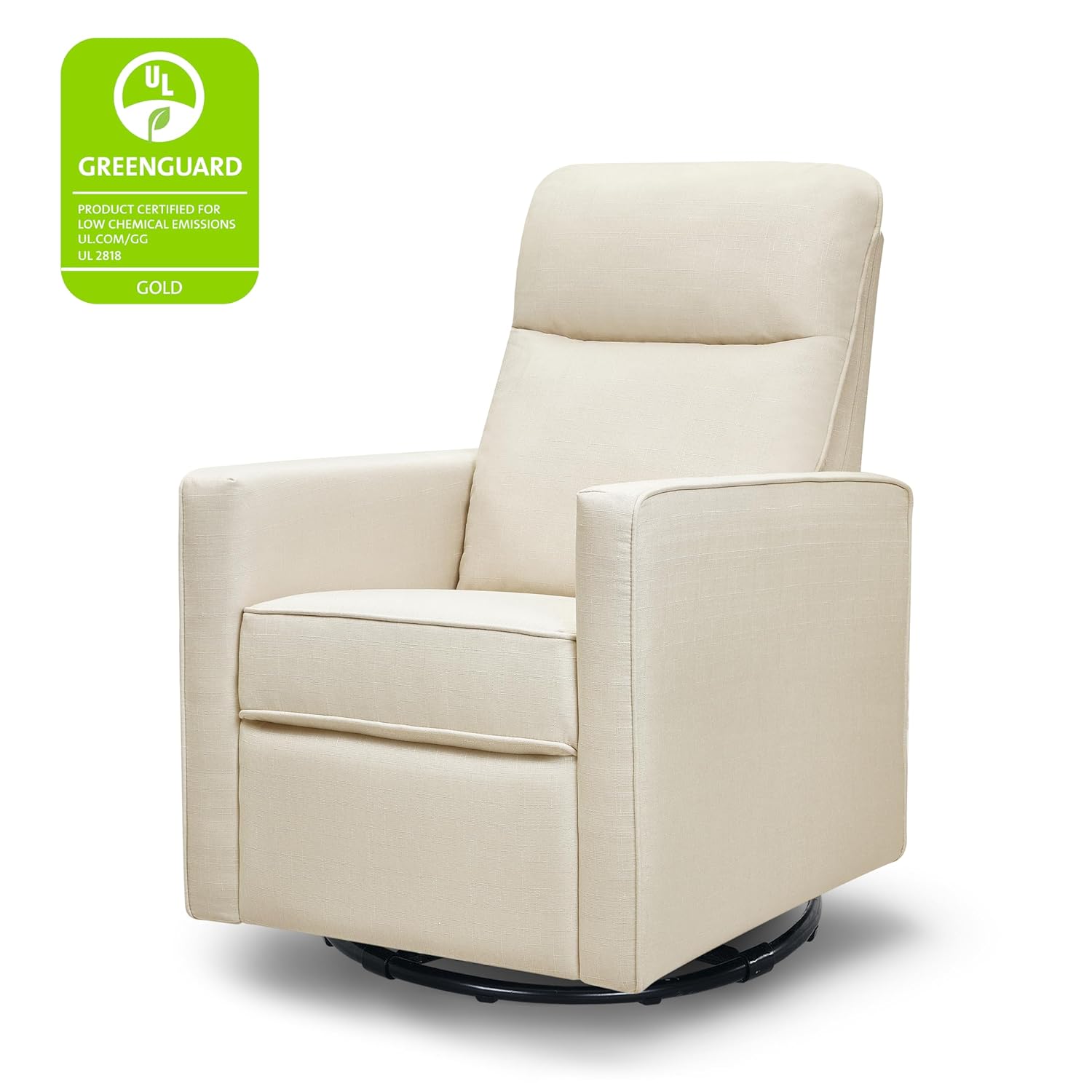 DaVinci Gabby Pillowback Swivel Glider in Natural Oat, Greenguard Gold & CertiPUR-US Certified