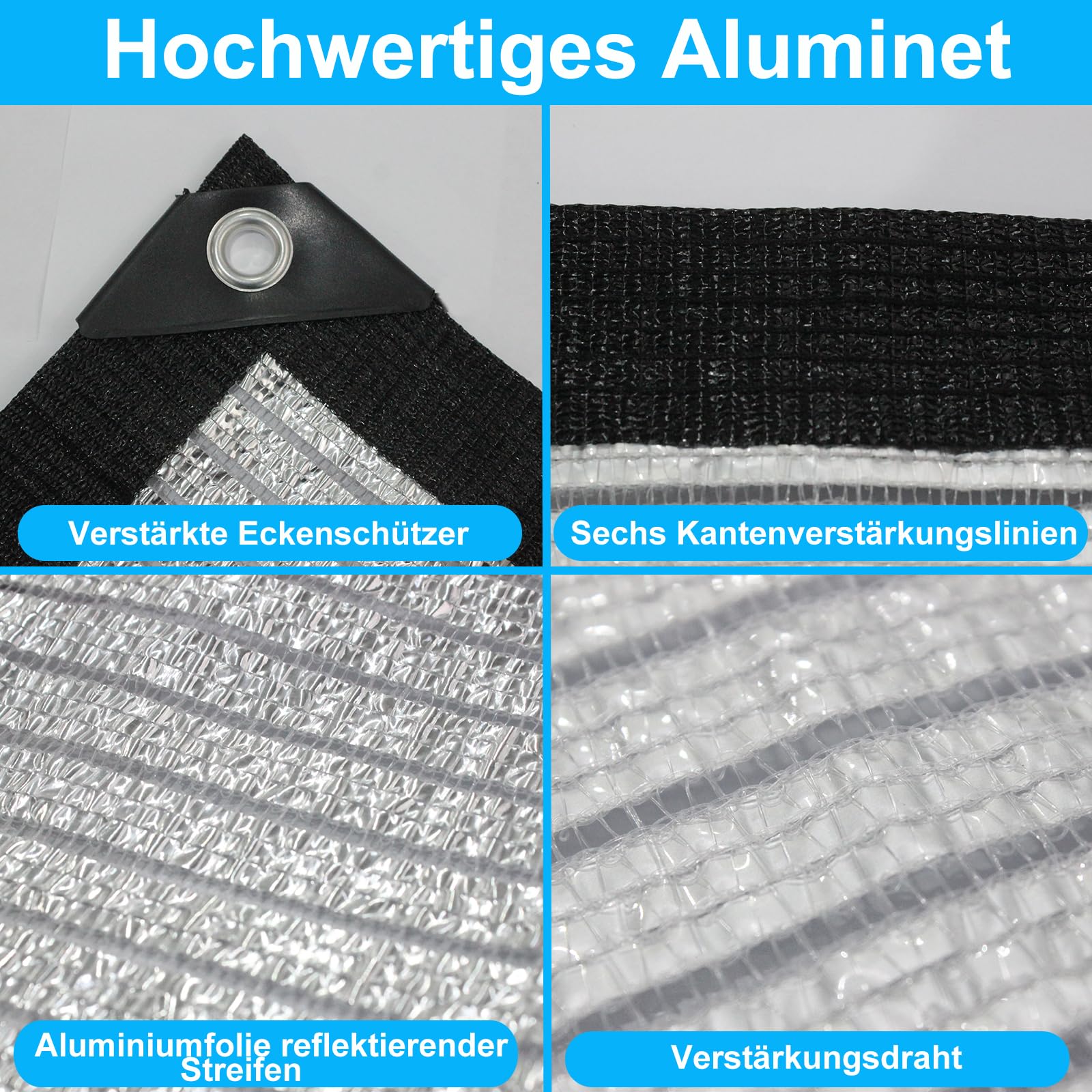BeGrit Schattennetz Auto Hund 75% Alu Hitzeschutz mit Ösen 3m x 6m | UV Luftdurchlässiges Sonnennetz Aludecke Auto Alunetz reflektierende Schattenplane für Camping Gewächshaus Garten Pflanze