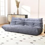 Full Foam Three Seater Sofa – Bean Bag Chairs Floor Couch for Adults, Waterproof Upholstery, Armless Fireside Lounge Chair for Living Room, Apartment, or Office (Grey)