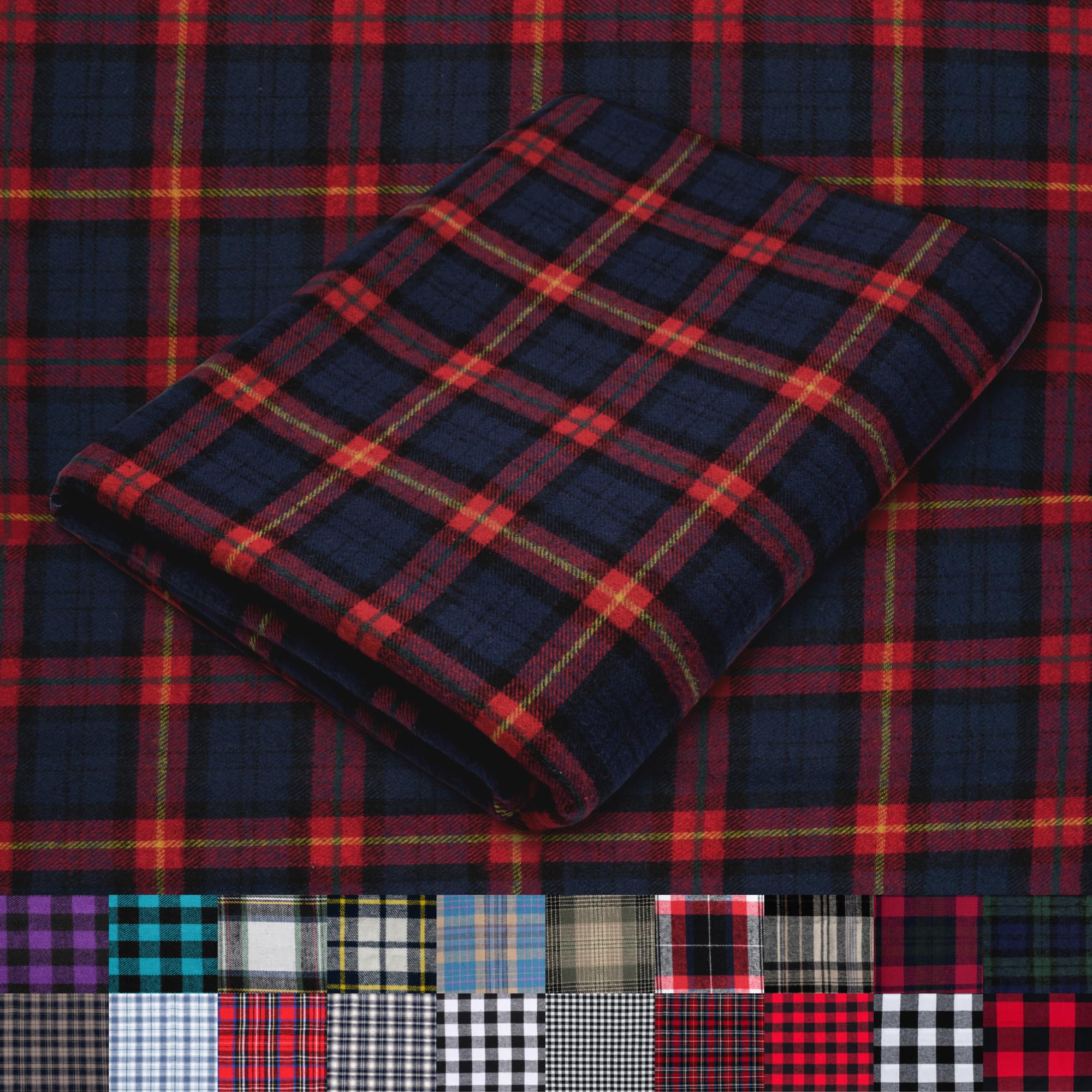 Pico Textiles 1 Yard Blue and Green Blackwatch Tartan Plaid Flannel Fabric - 60" Wide - 100% Cotton - Sold by The Yard - for Shirts, Scarves, Pajamas & Receiving Blankets — view 59