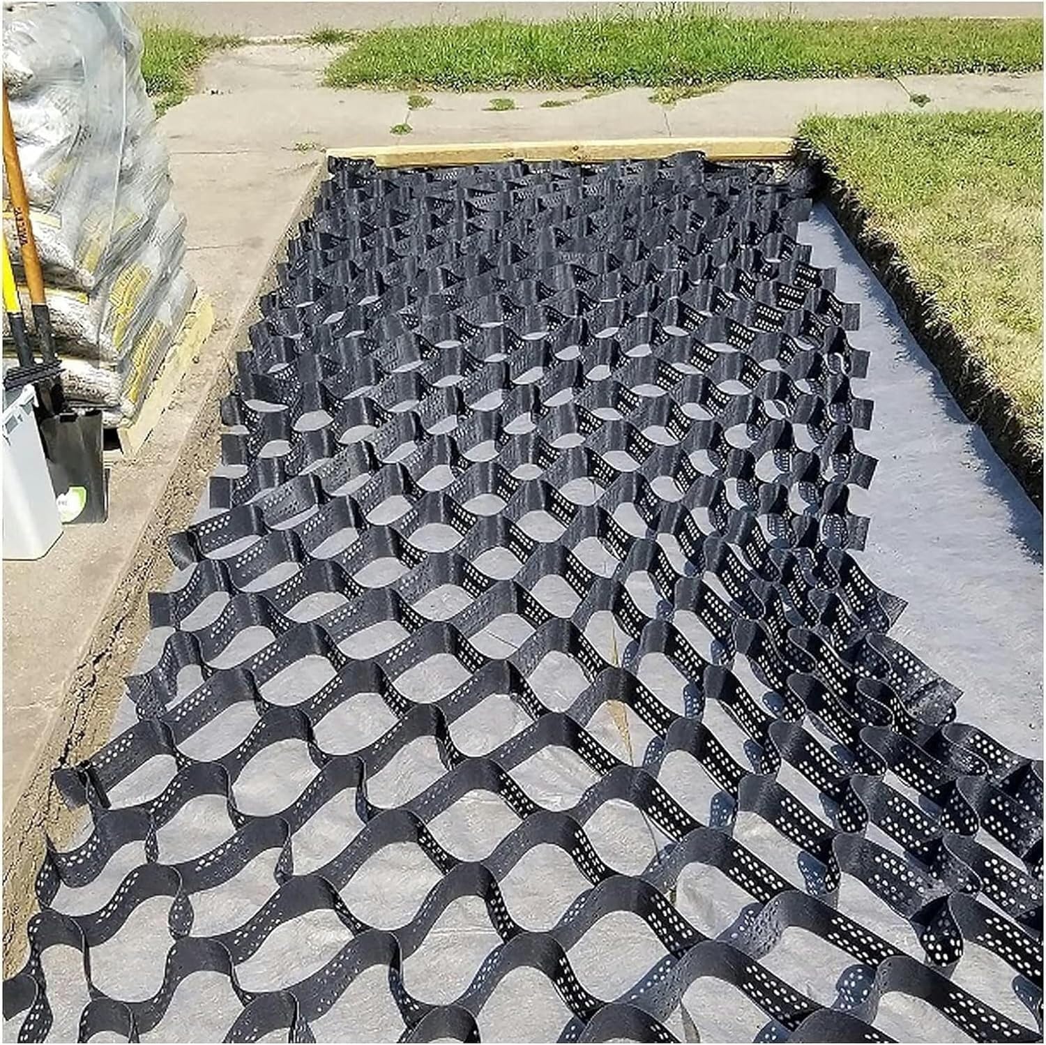 Grille de gravier geocell pour stabiliser une allée carrossable 6x6m