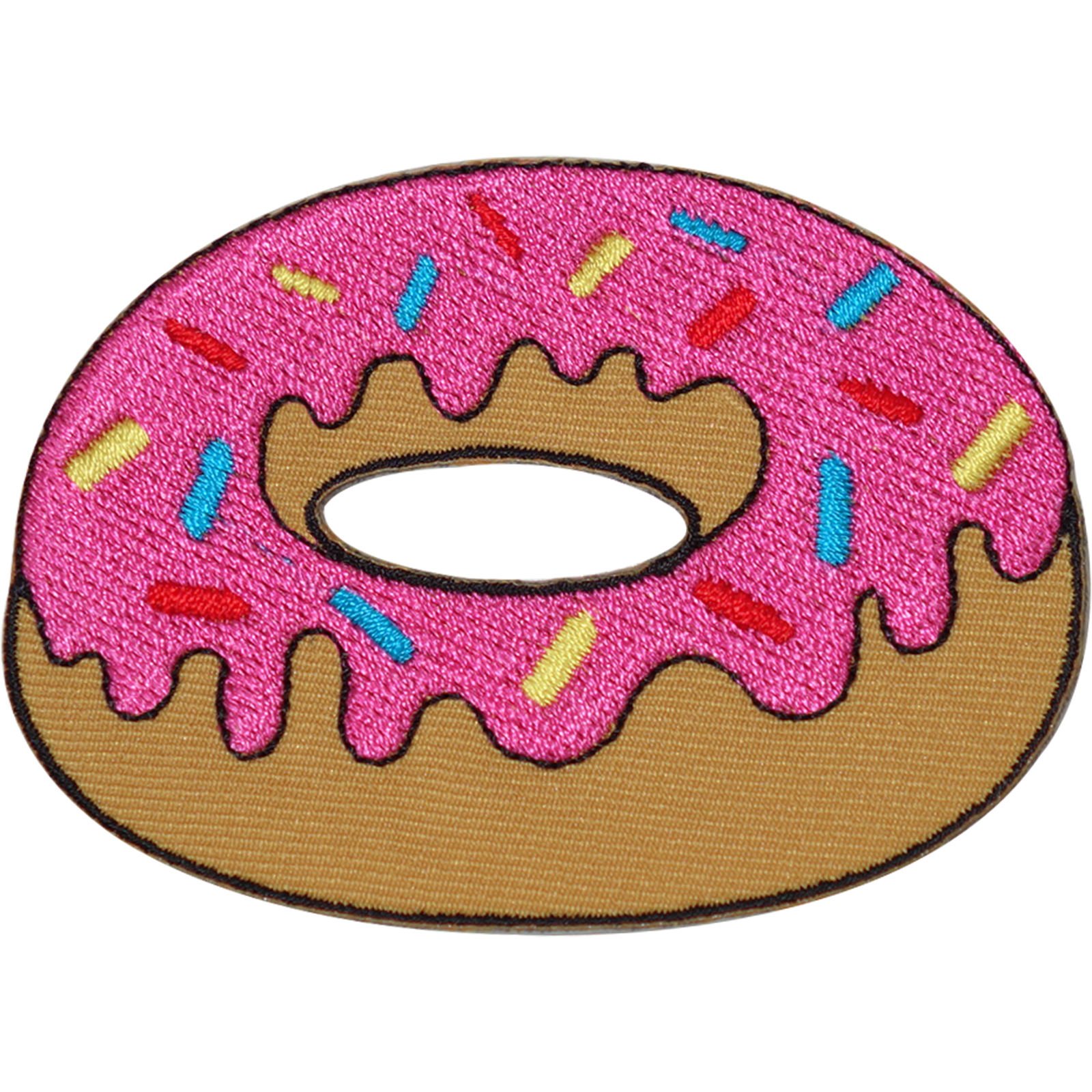 Ellu Pink Doughnut Embroidered Iron/Sew On Patch Shirt Jeans Embroidery Donut Badge
