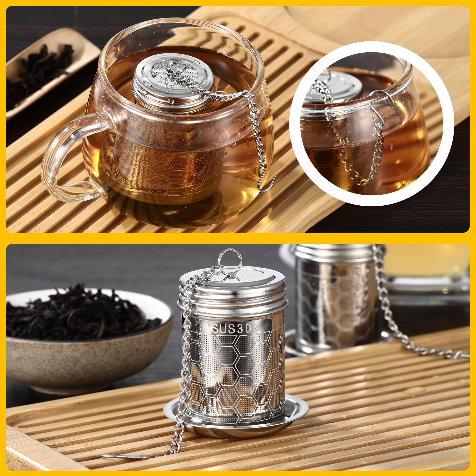 ZHYLUO Filtros de Té,2 Piezas Colador de Té de Acero Inoxidable,Filtros de Té Acero Inoxidable,para Teteras y Tazas
