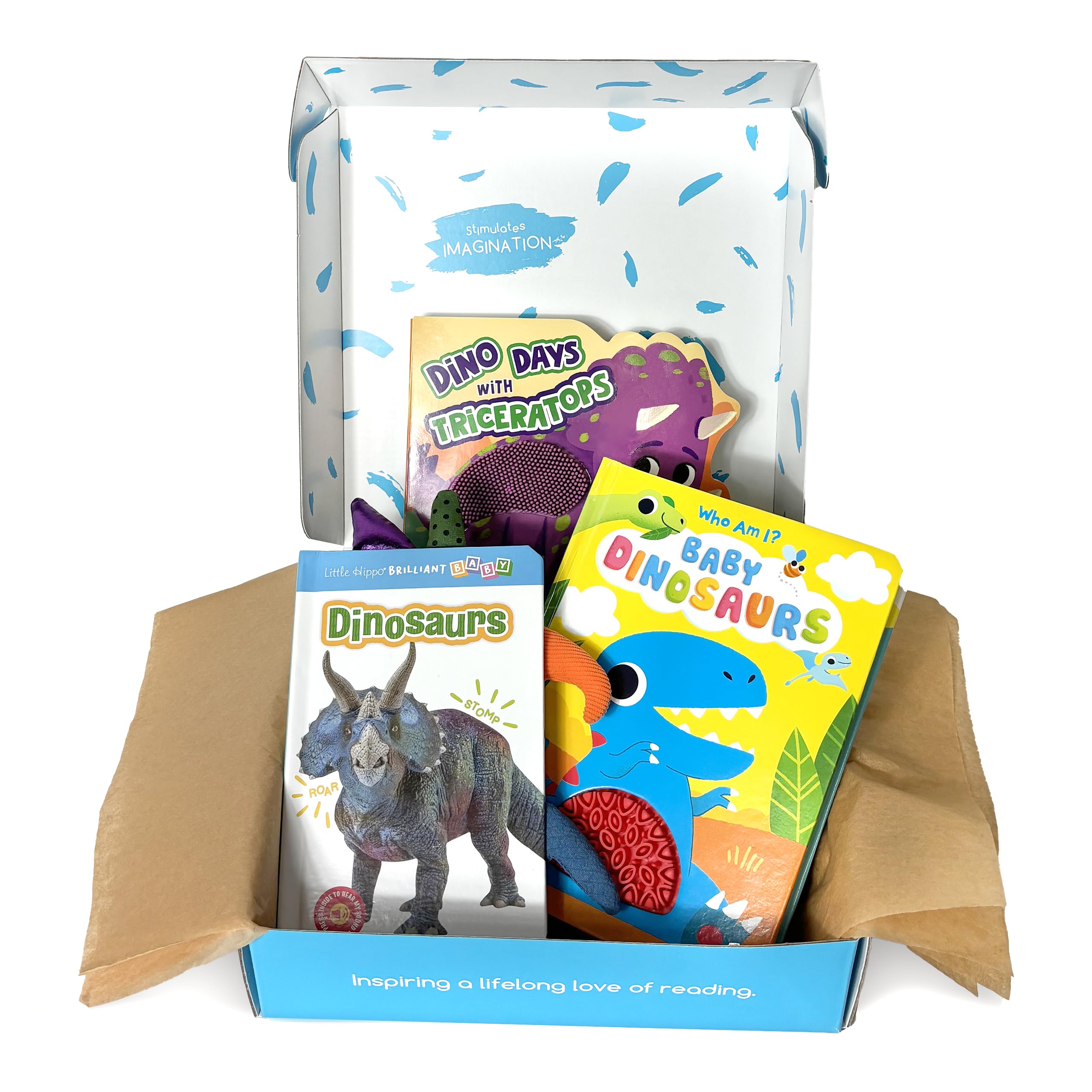 Little Hippo Books Lot de livres de dinosaures pour enfants | Livres tactiles et toucher pour tout-petits et bébés | Meilleurs livres pour enfants | Un excellent cadeau