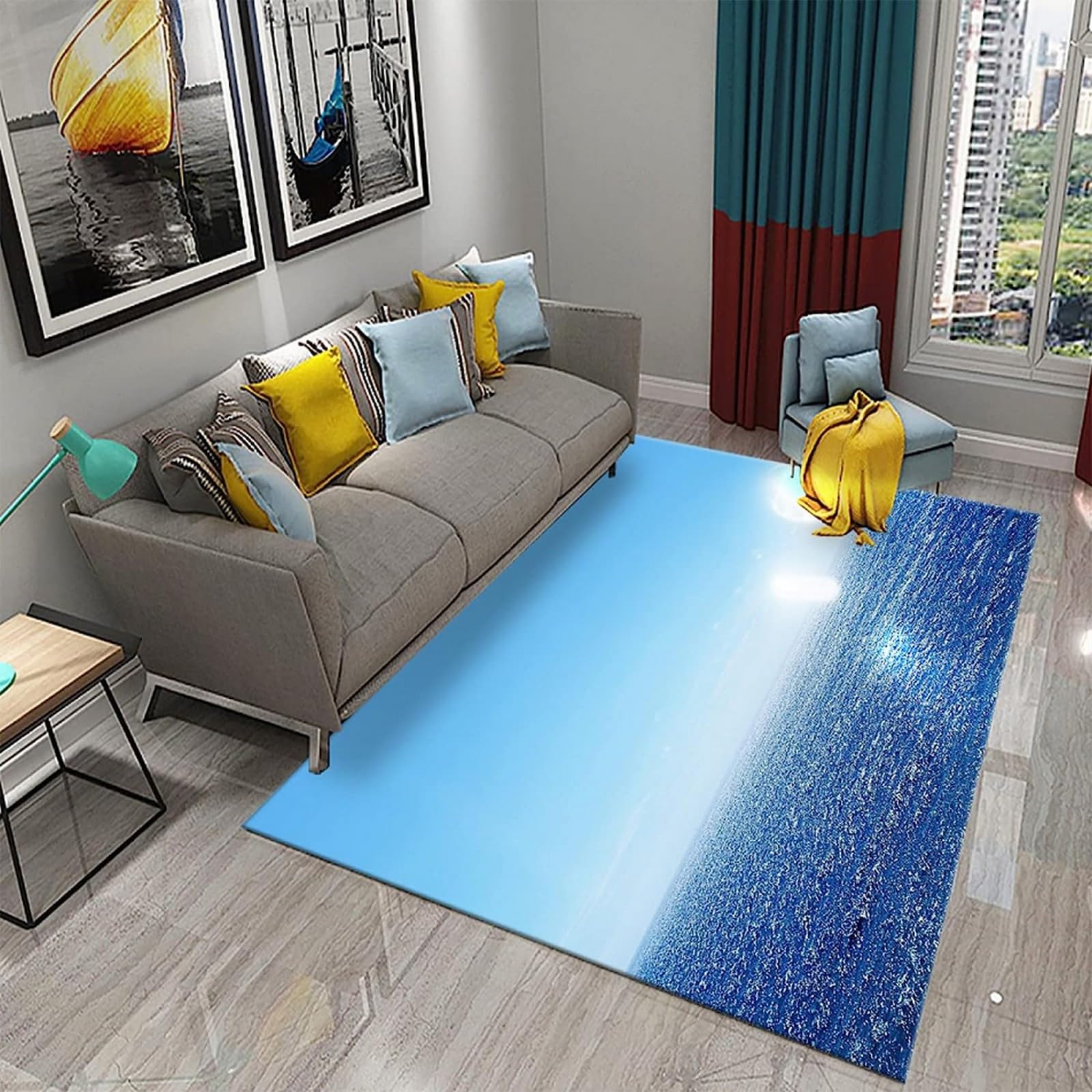 Tapis salon paysage moderne poil court et moquette chambre 80x160