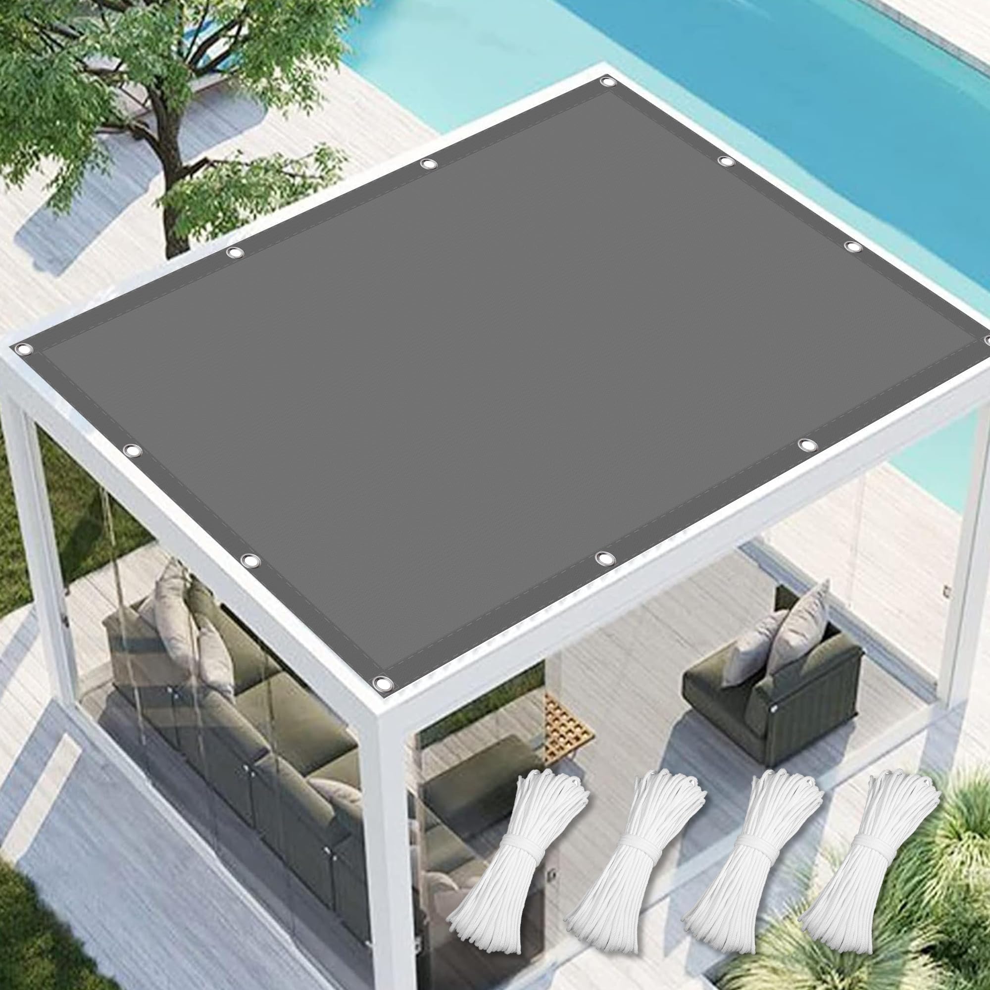 Toile ombrage avec cordons filet d'ombrage protection solaire 98% UV extérieur